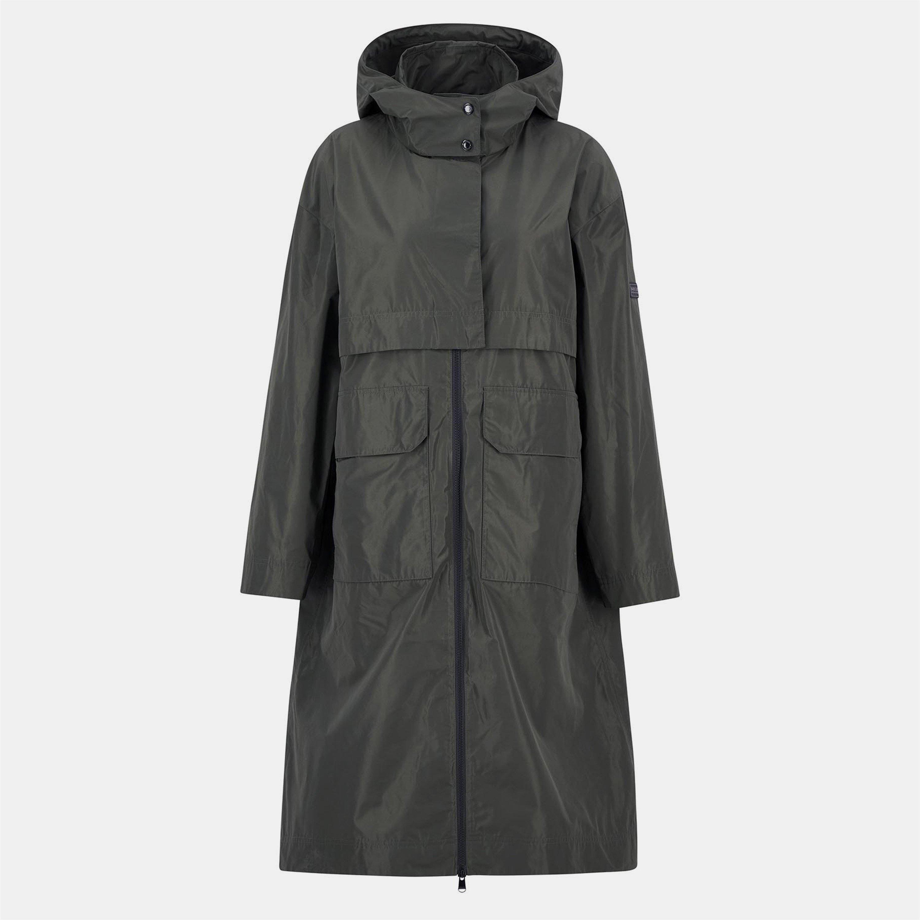Barbour International Women's Roxanna Showerproof Concealed Hood Long Sleeve Rain Anorak - Envy - 10 (S)