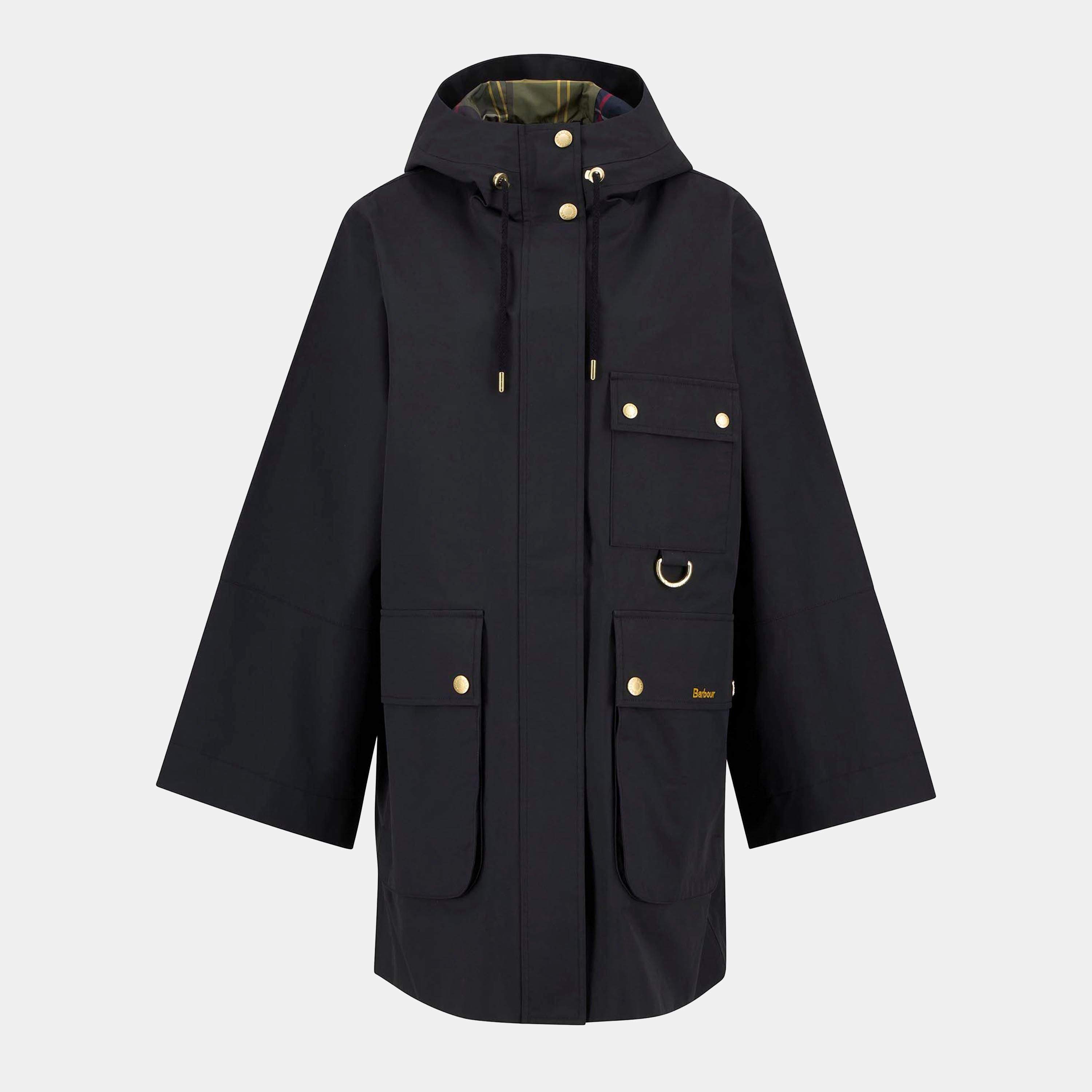 Barbour Women's Arla Waterproof Hooded Long Sleeve Rain Anorak - Black/Classic - 14 (L)