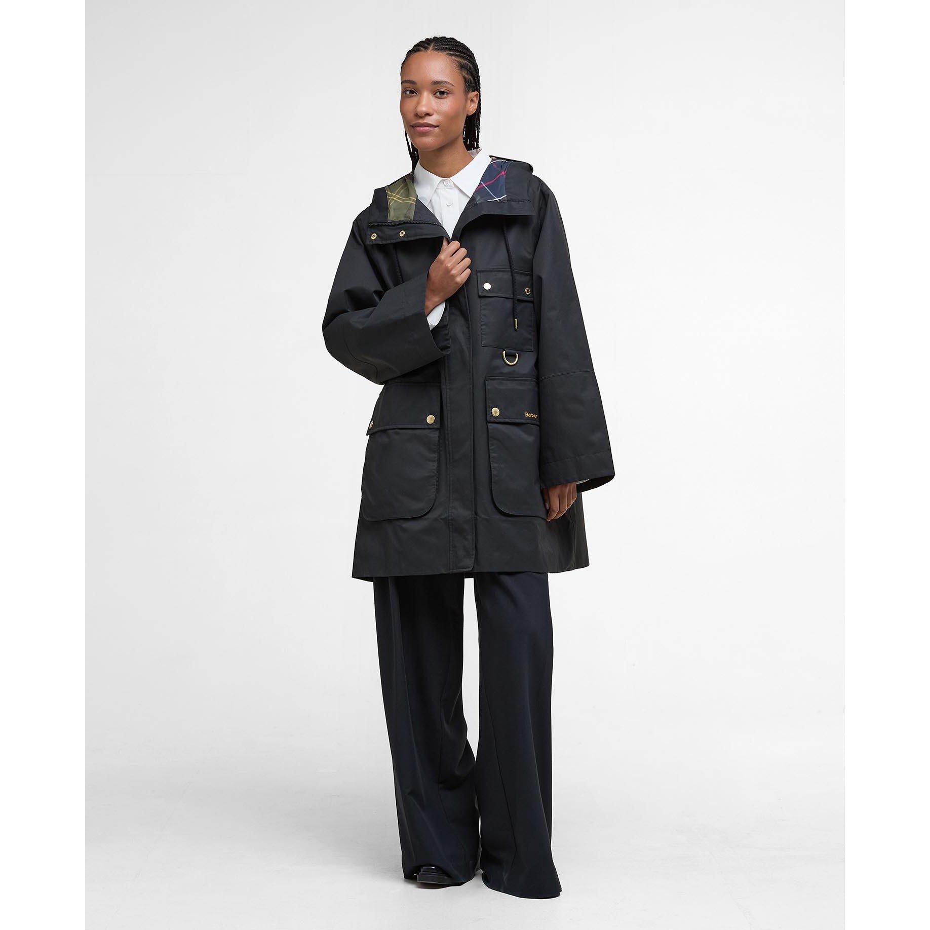 Black/Classic - Barbour - Women's Arla Waterproof Hooded Long Sleeve Rain Anorak - 7