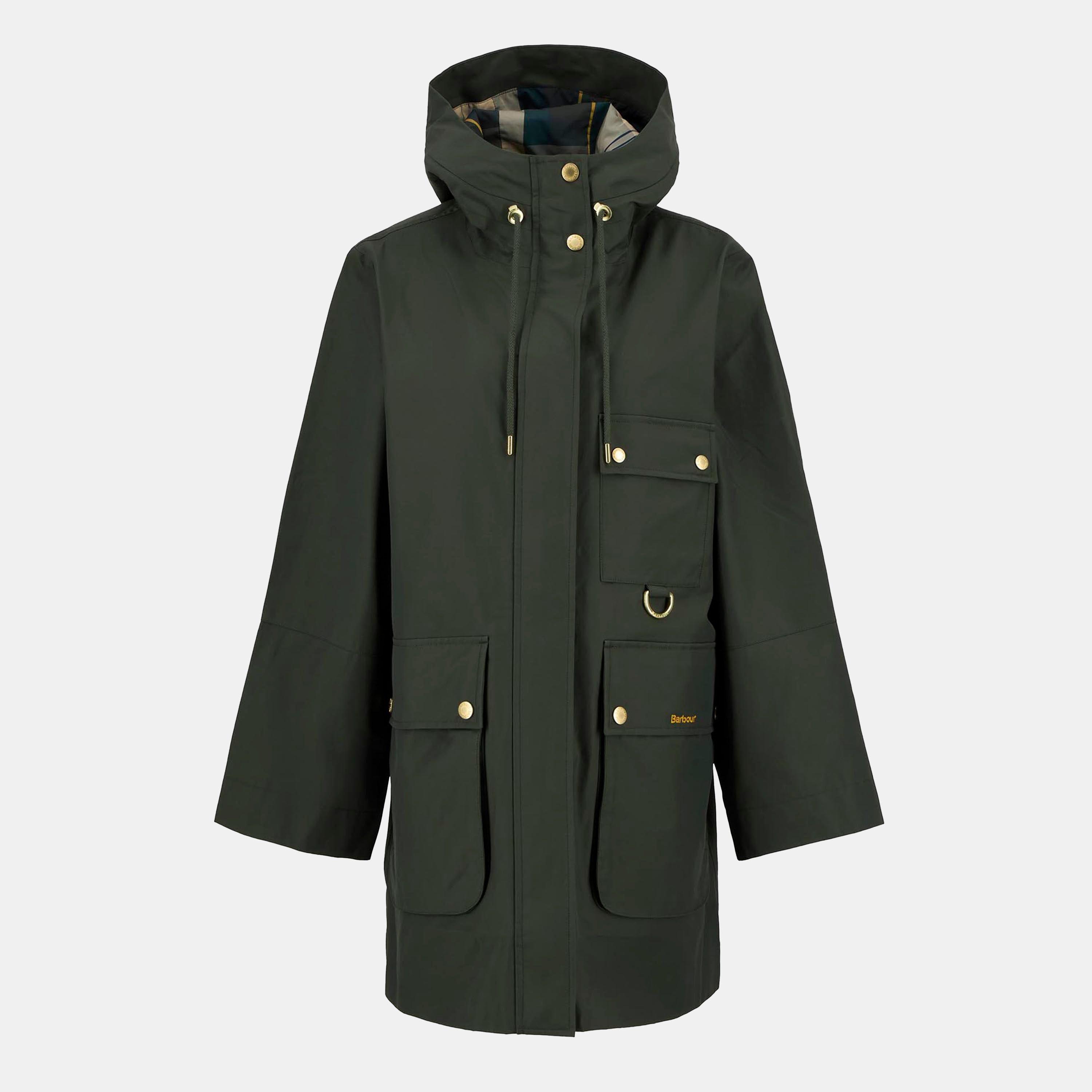 Dusky Khaki - Barbour - Women's Arla Waterproof Hooded Long Sleeve Rain Anorak - 1