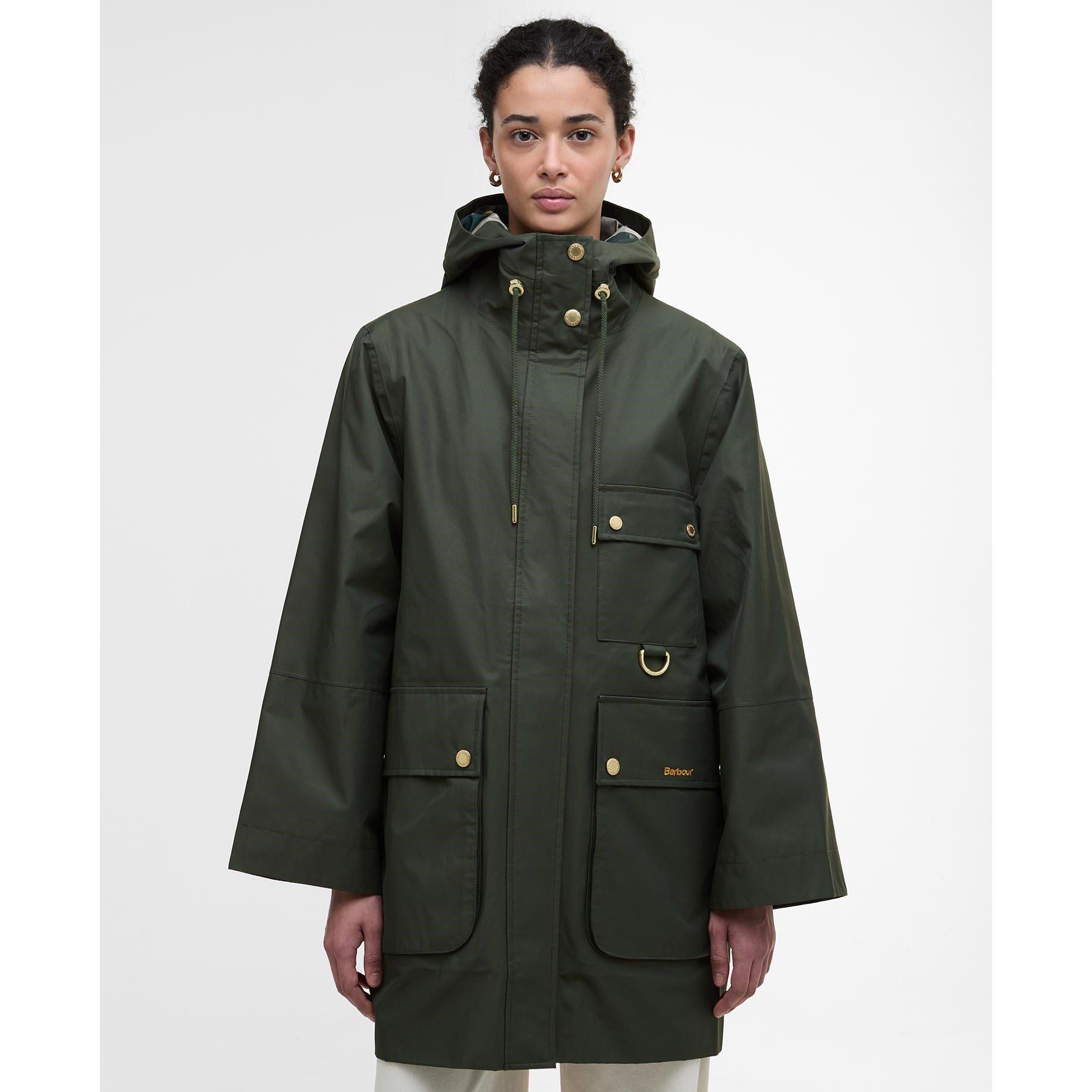 Dusky Khaki - Barbour - Women's Arla Waterproof Hooded Long Sleeve Rain Anorak - 2