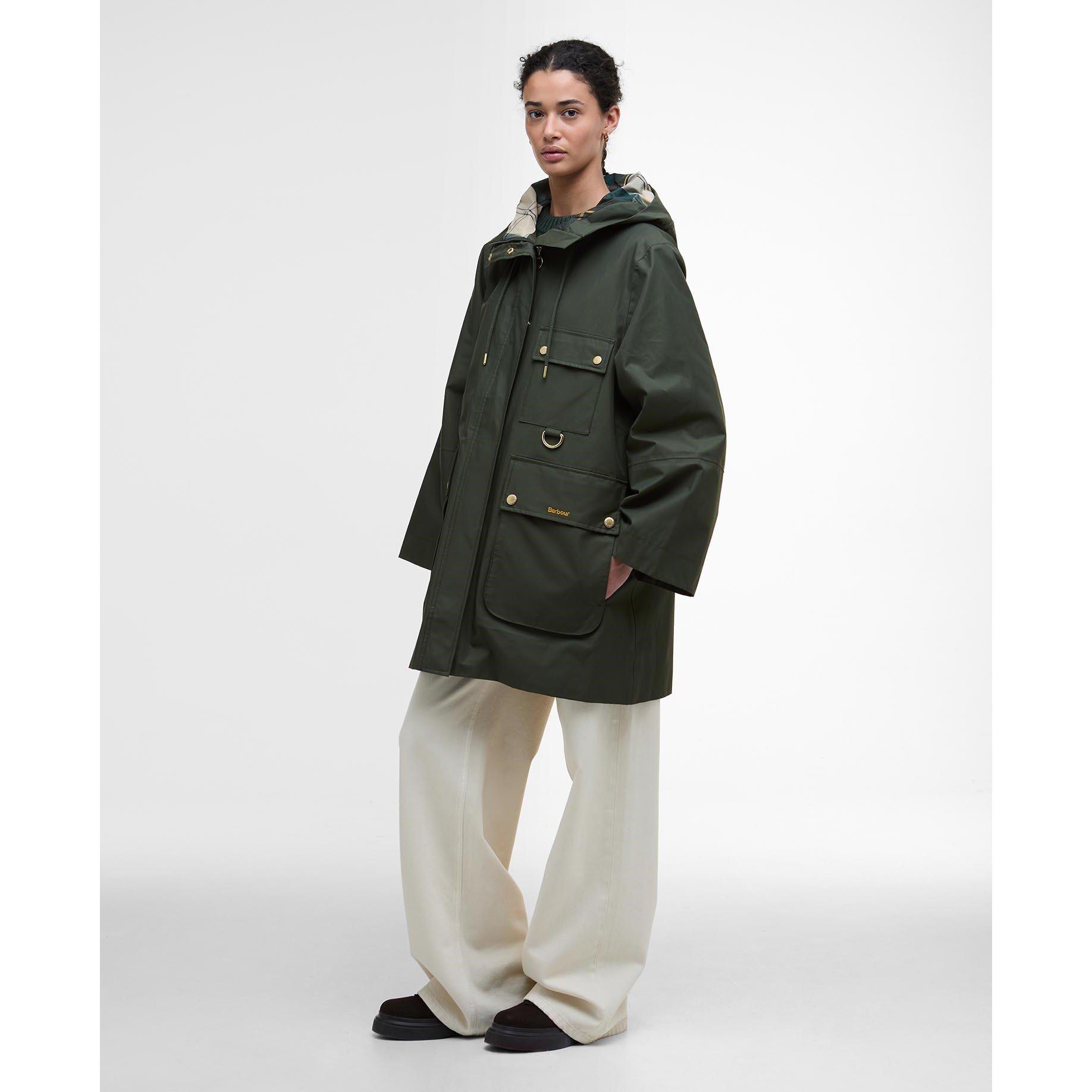 Dusky Khaki - Barbour - Women's Arla Waterproof Hooded Long Sleeve Rain Anorak - 9