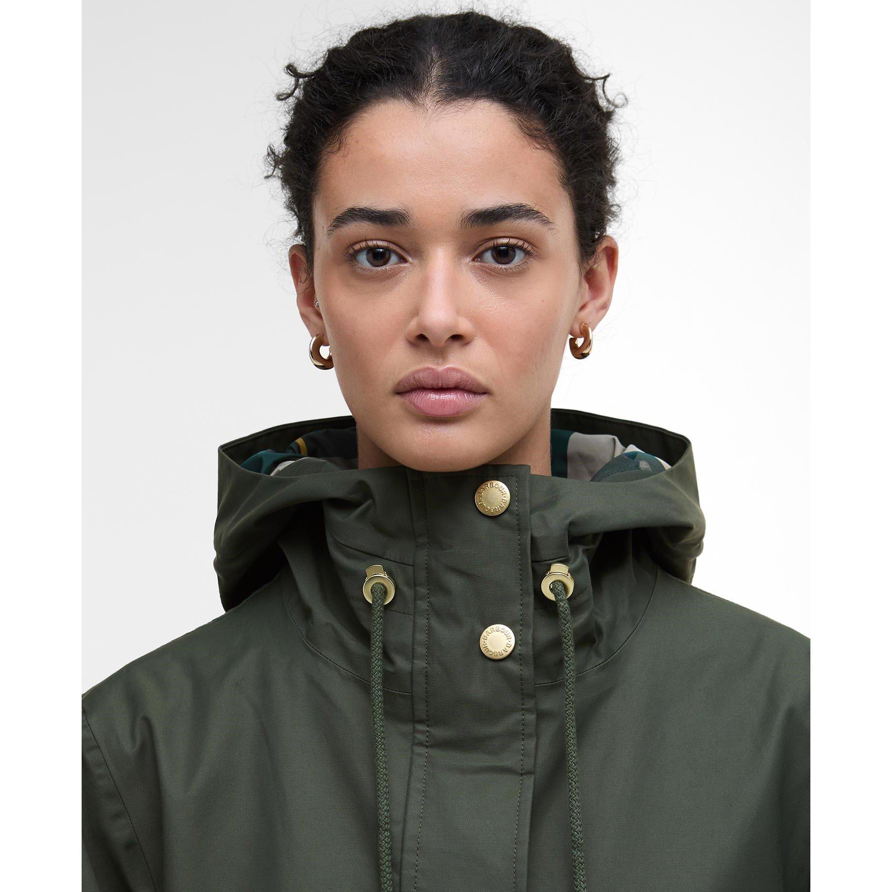 Dusky Khaki - Barbour - Women's Arla Waterproof Hooded Long Sleeve Rain Anorak - 4