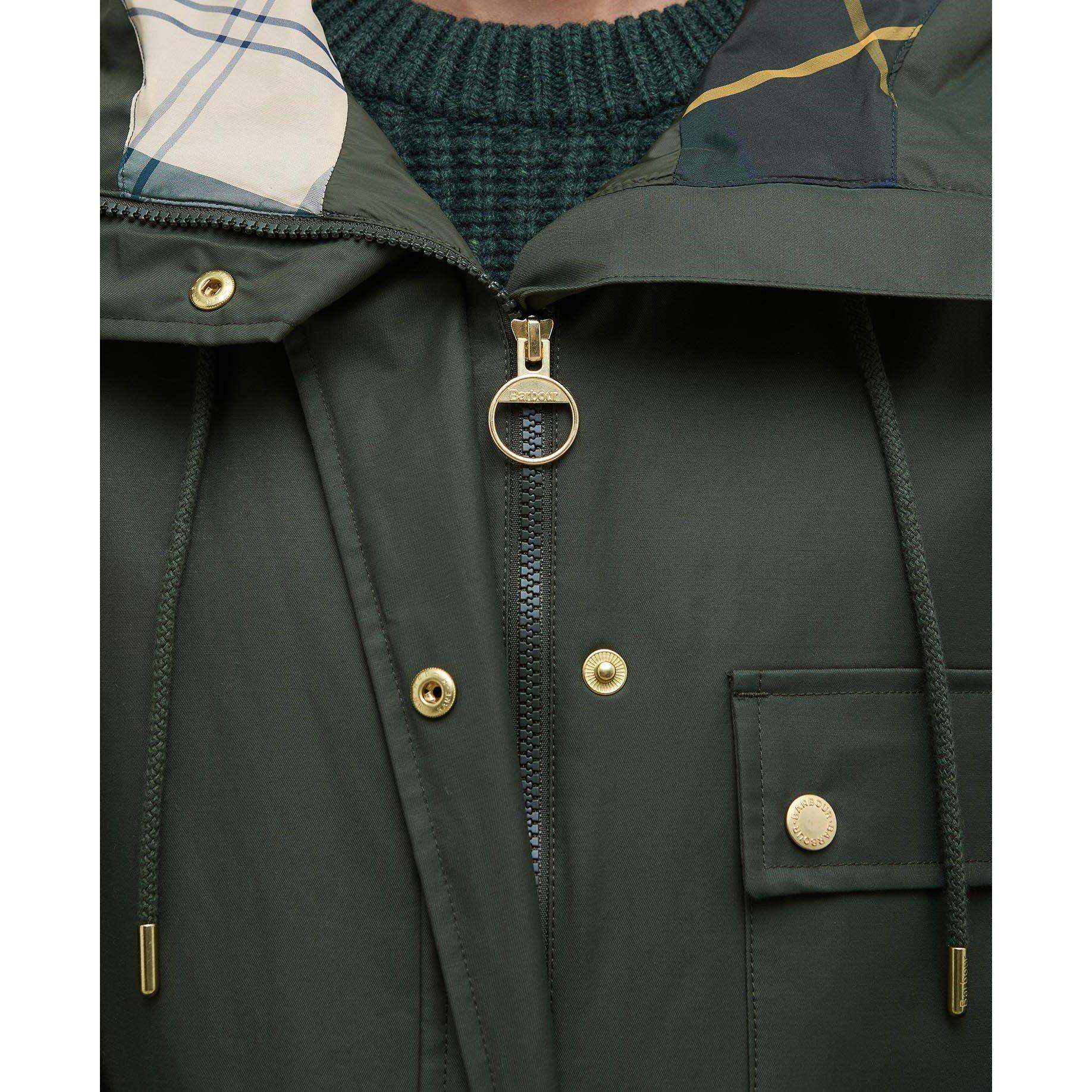 Dusky Khaki - Barbour - Women's Arla Waterproof Hooded Long Sleeve Rain Anorak - 6