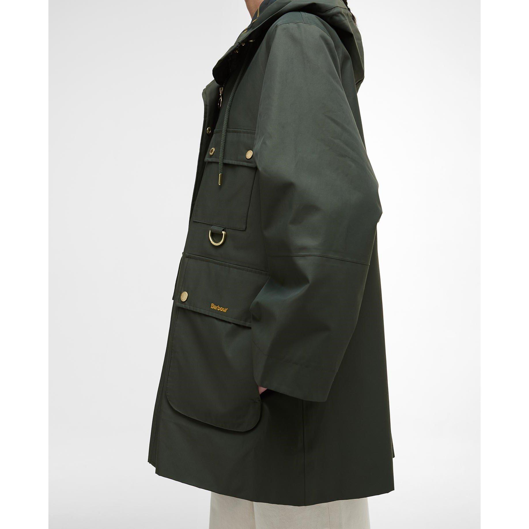 Dusky Khaki - Barbour - Women's Arla Waterproof Hooded Long Sleeve Rain Anorak - 7