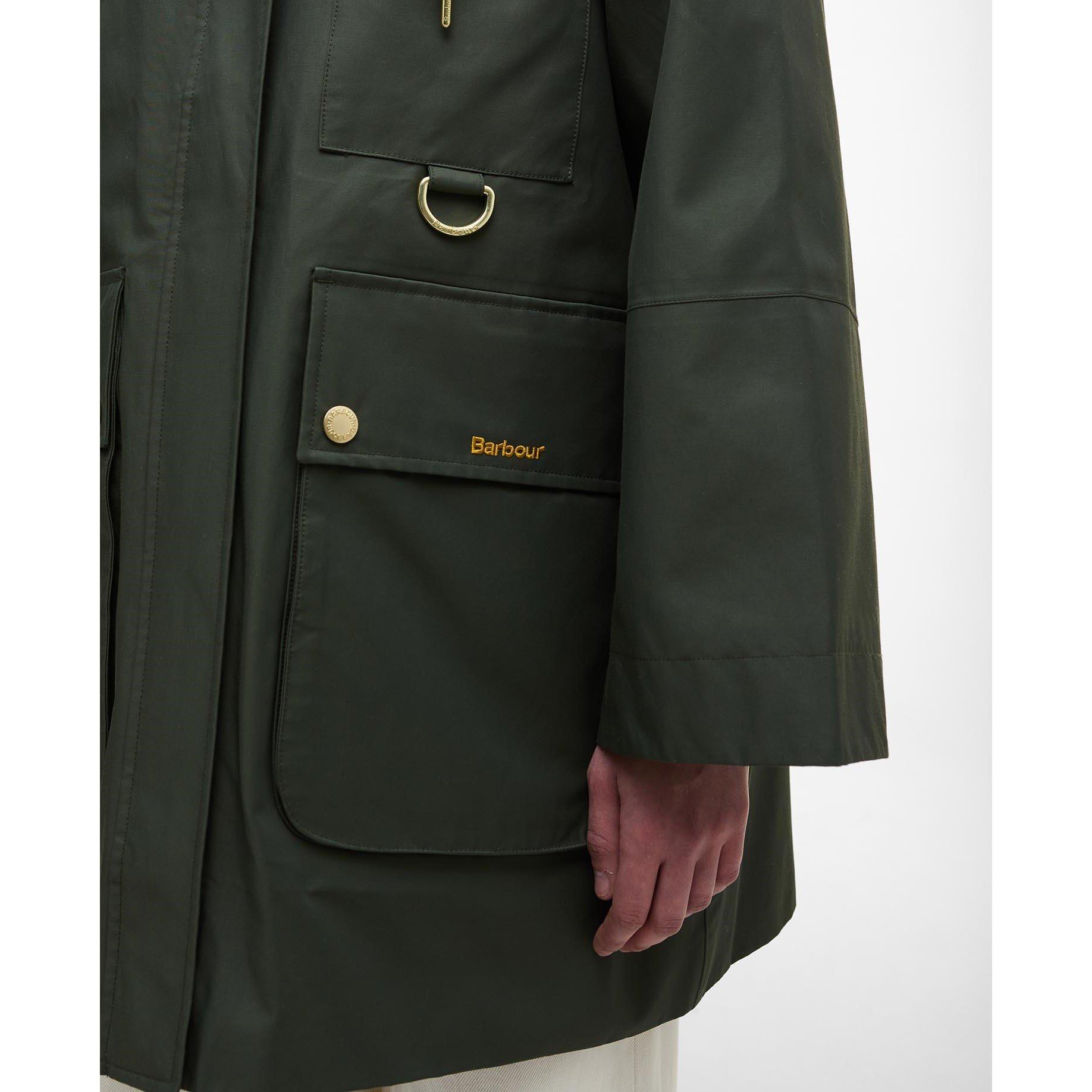 Dusky Khaki - Barbour - Women's Arla Waterproof Hooded Long Sleeve Rain Anorak - 8