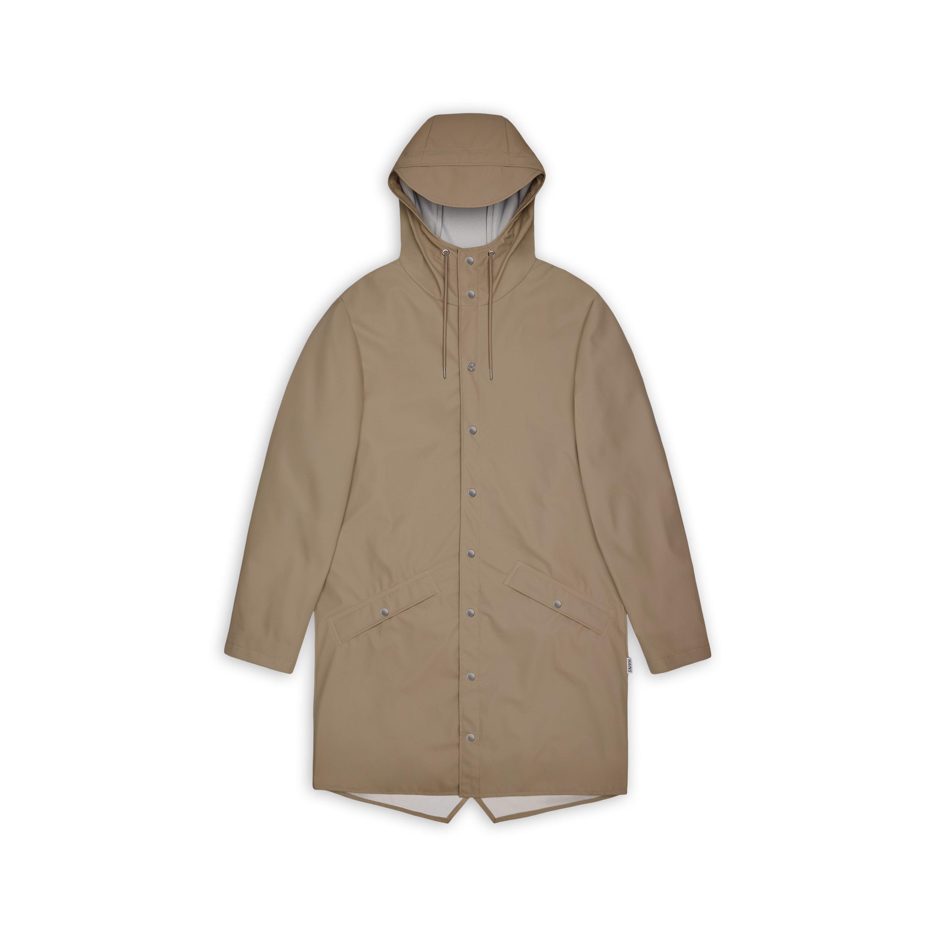 Rains Long Waterproof Jacket - Beige - Medium