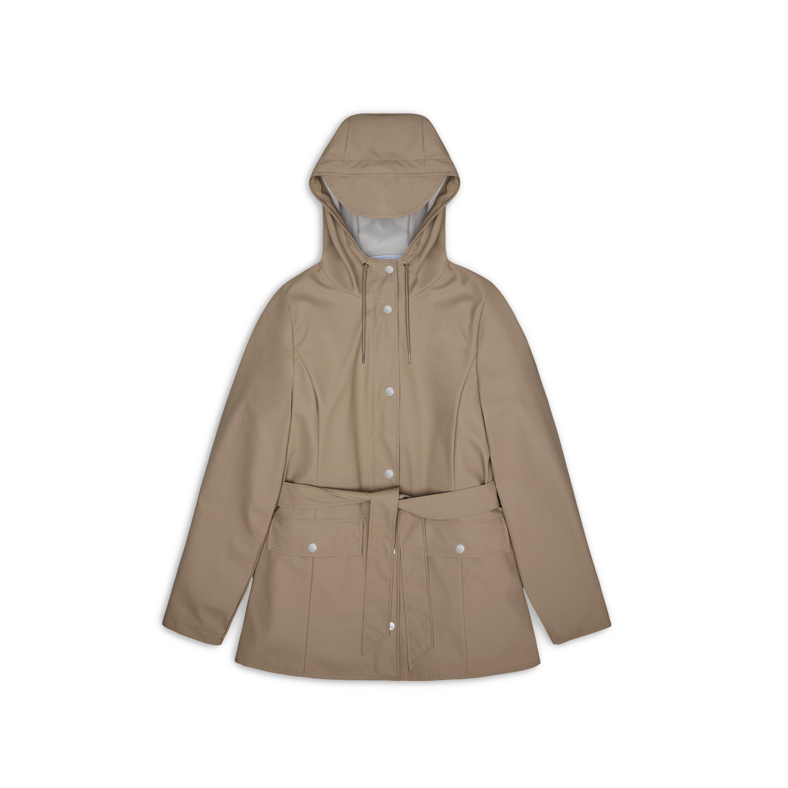 Rains Womens Curve Waterproof Jacket - Beige - Medium