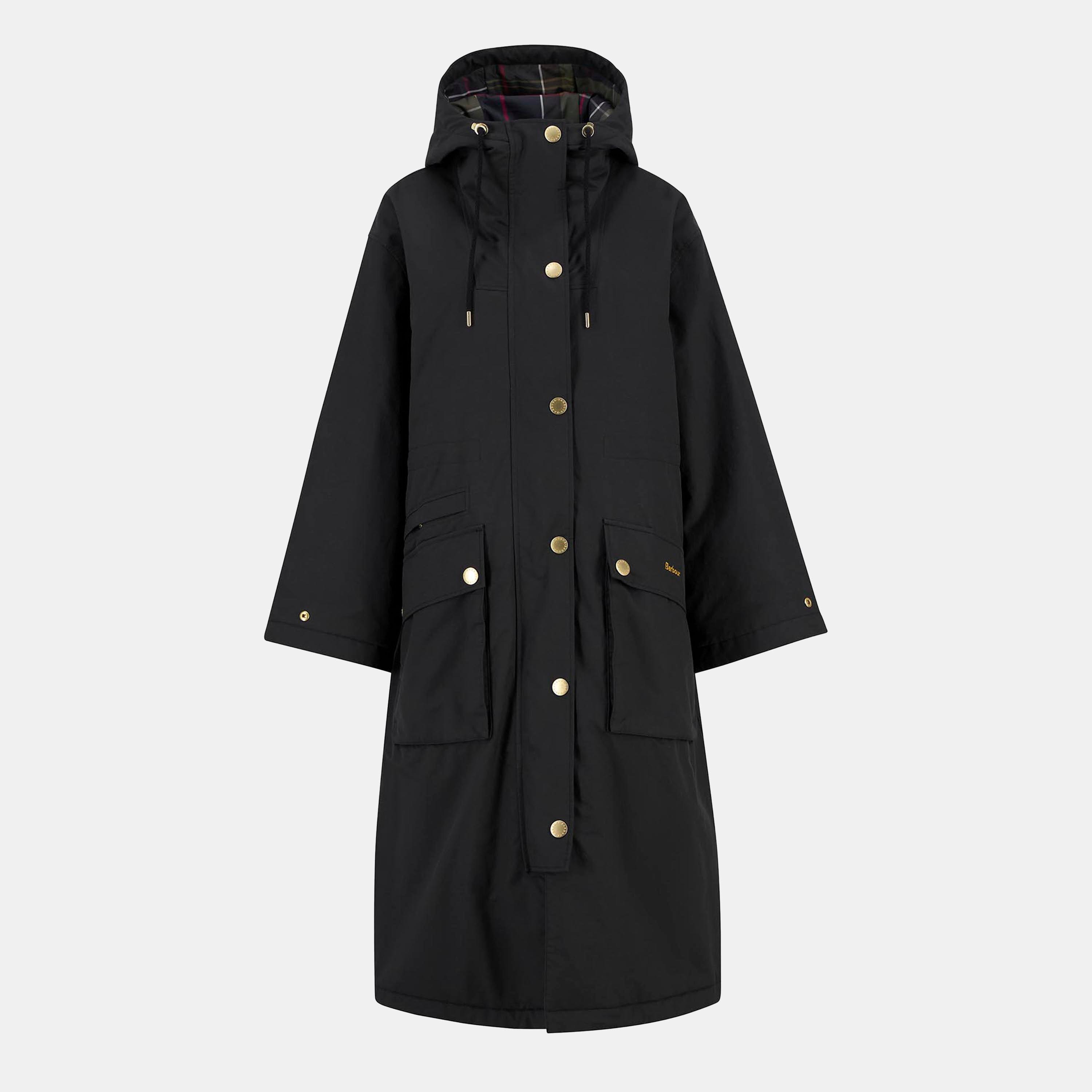 Barbour Women's Dena Showerproof Hooded Long Sleeve Full Zip Rain Anorak - Black/Classic - 14 (L)