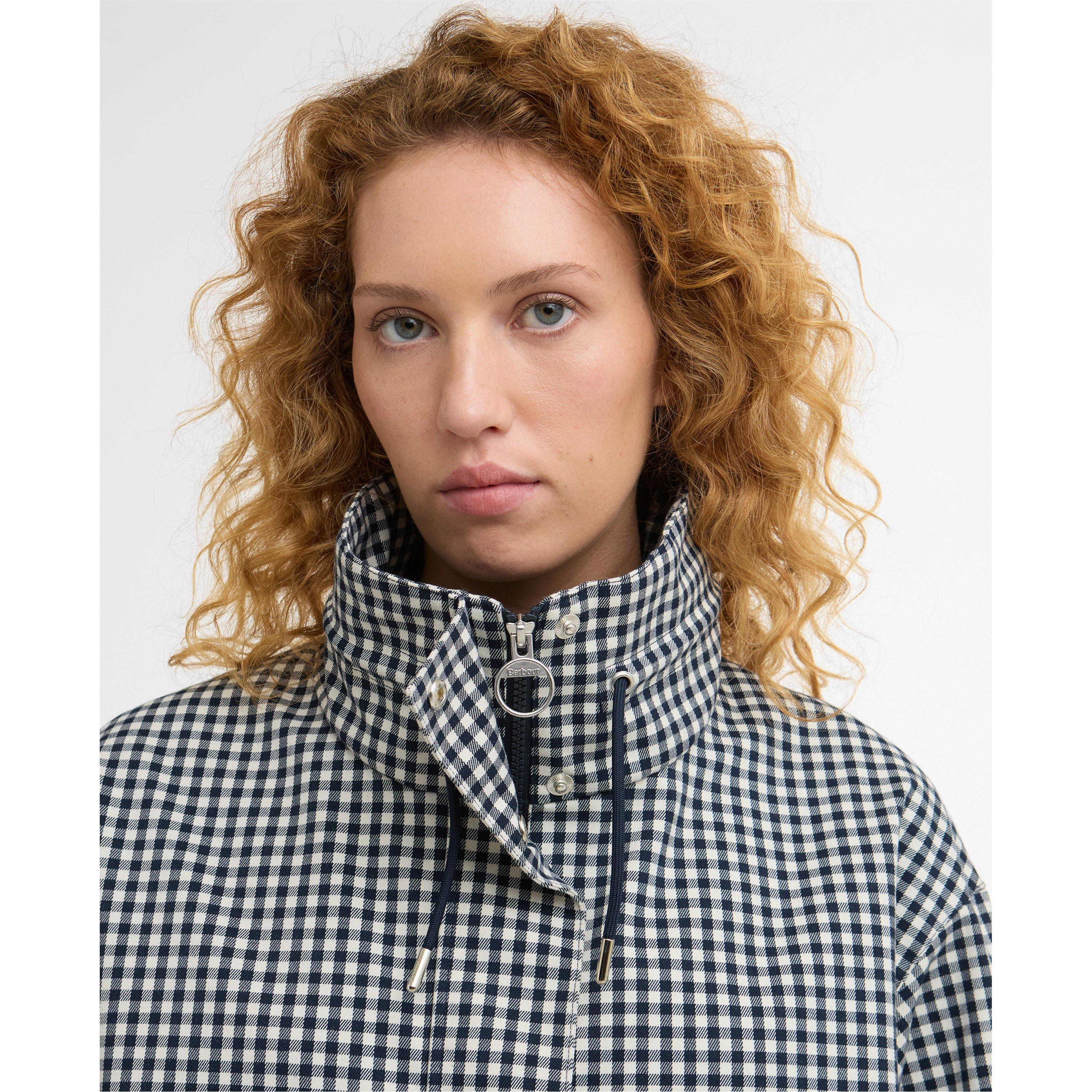 Navy Gingham - Barbour - Womens Bronwyn Gingham Showerproof Jacket - 4