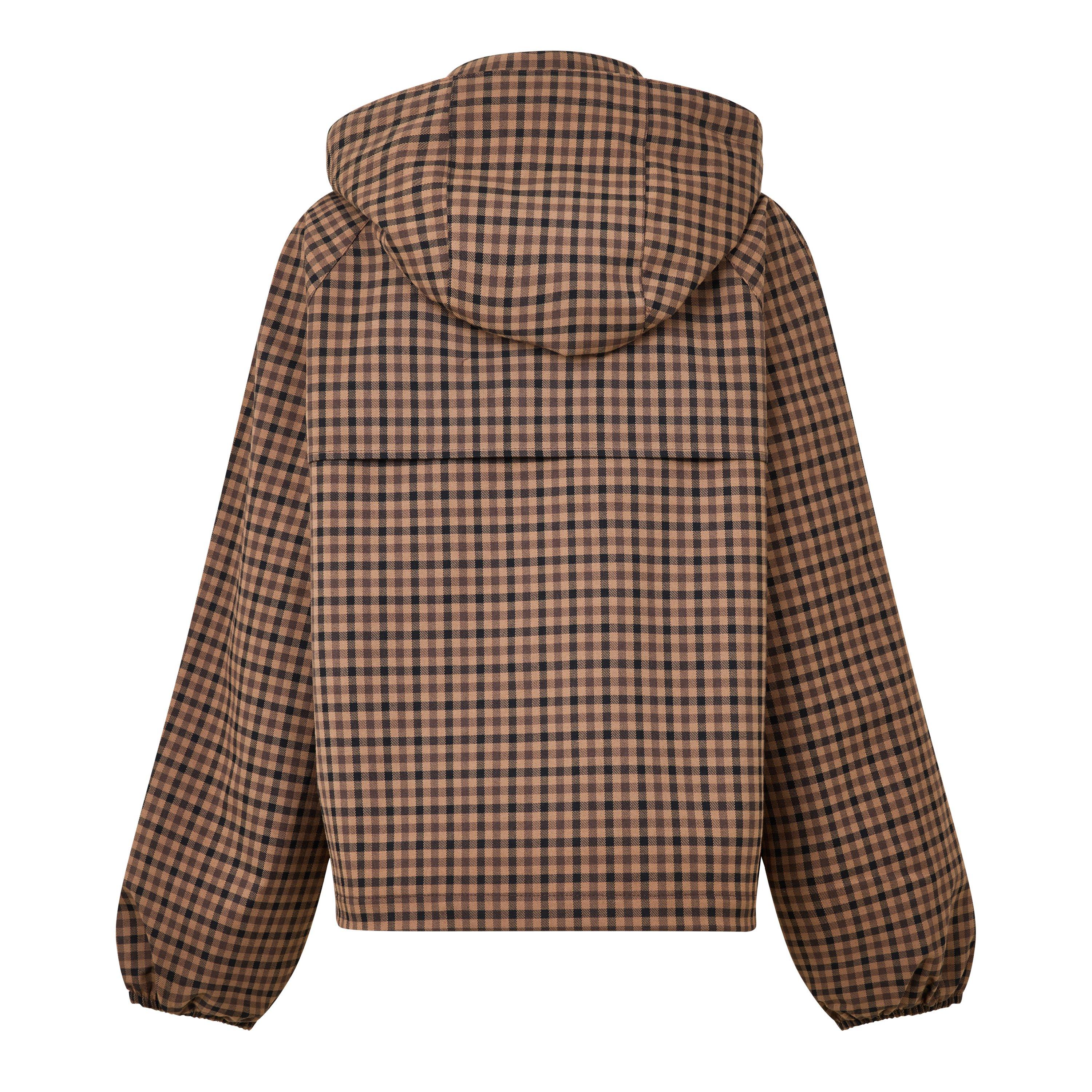 Vicuna Gingham - Barbour - Women's Audrey Showerproof Hooded Long Sleeve Rain Anorak - 2