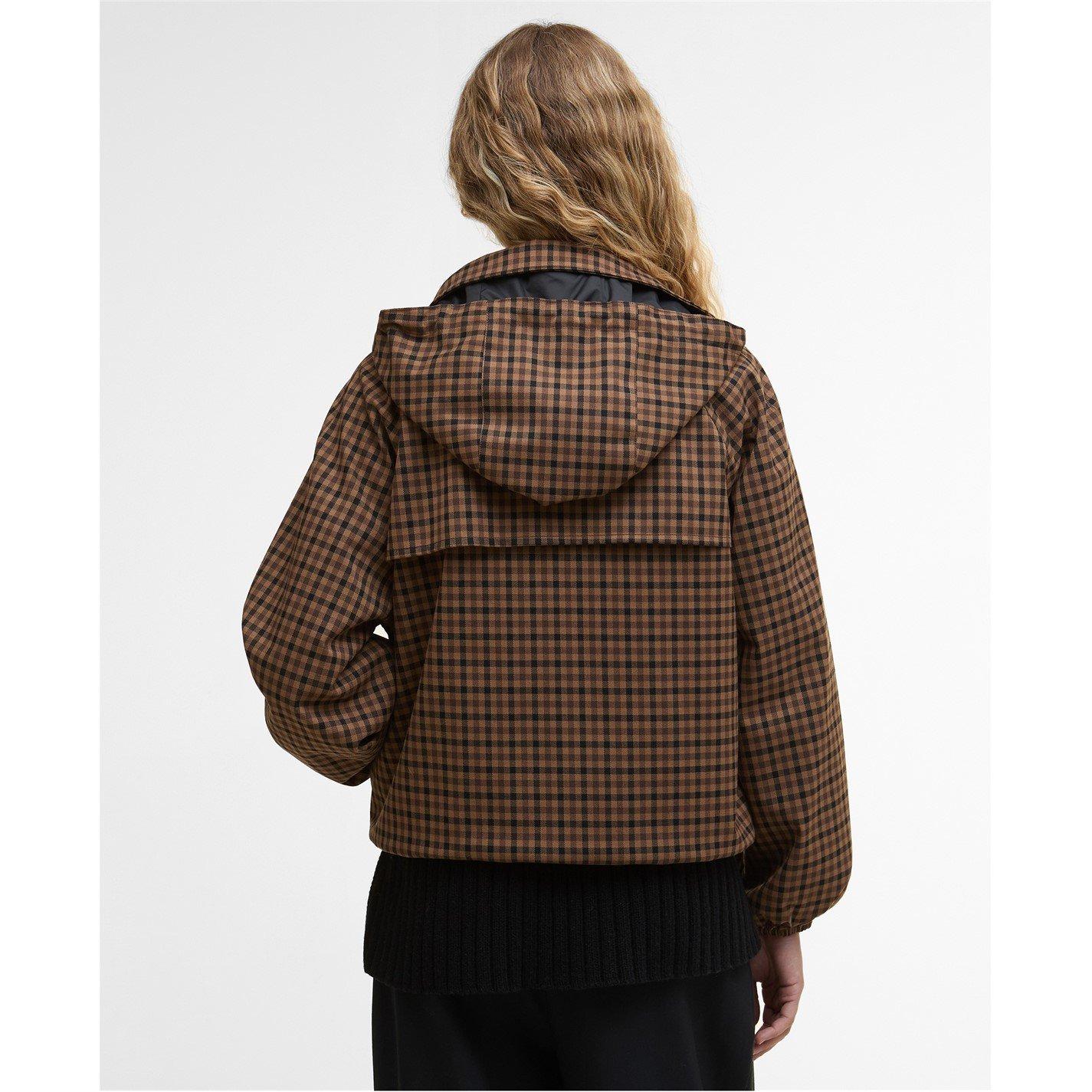 Vicuna Gingham - Barbour - Womens Audrey Showerproof Hooded Long Sleeve Rain Anorak - 3