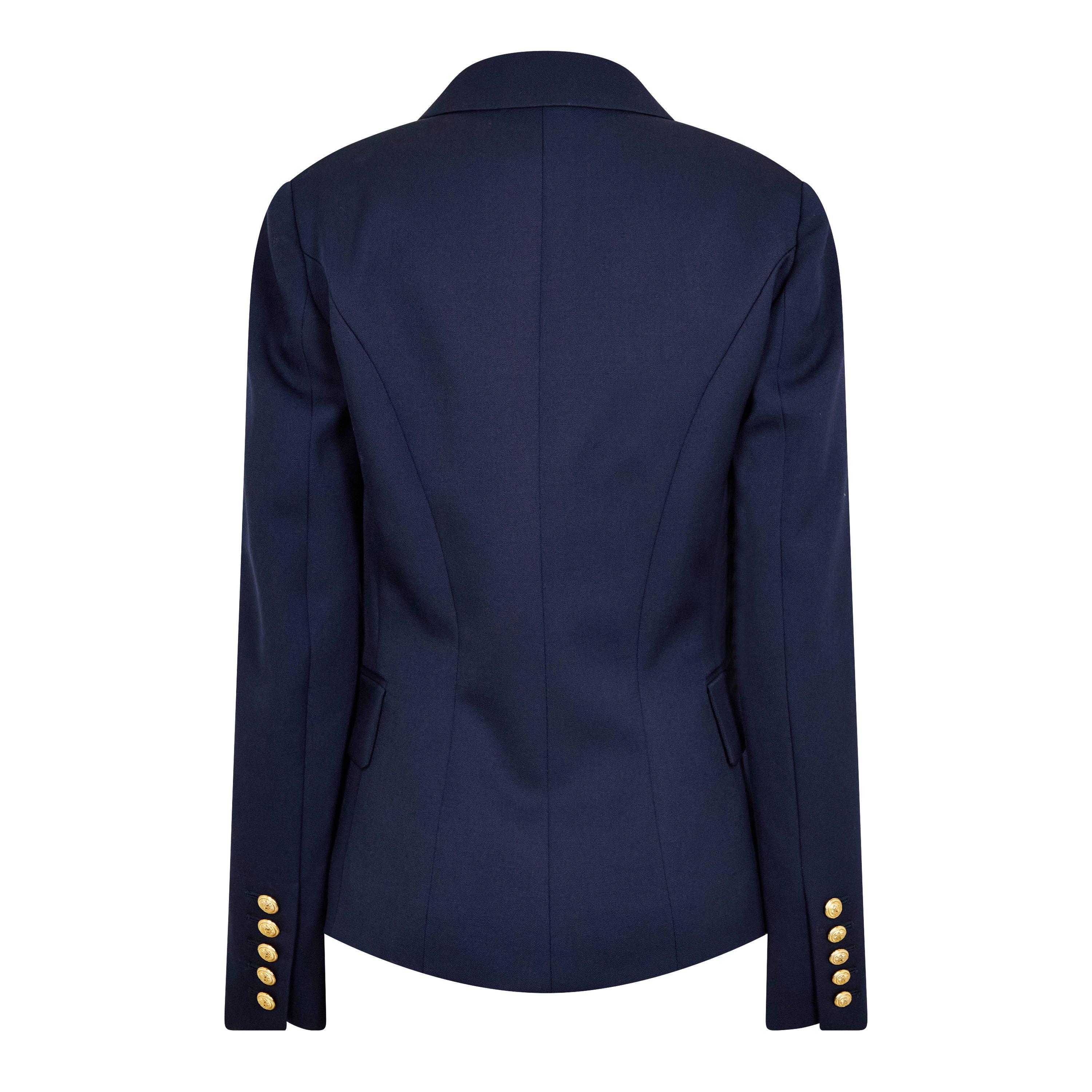 Marine 6UC - Balmain - Women's Double Breasted Wool Long Sleeve Gold-Tone Button Blazer - 8