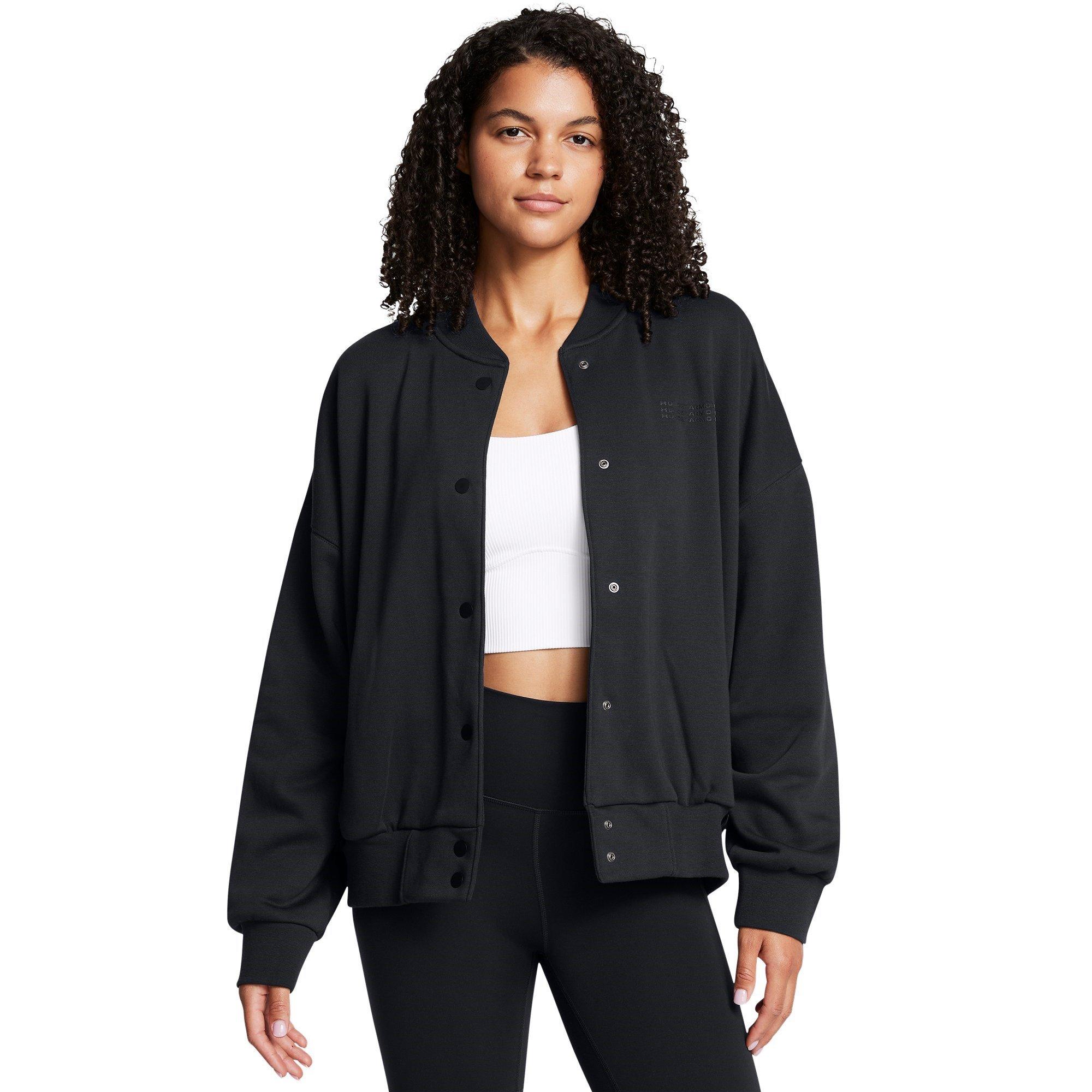 Black - Under Armour - Women's Lightweight Varsity Bomber Jacket - 3
