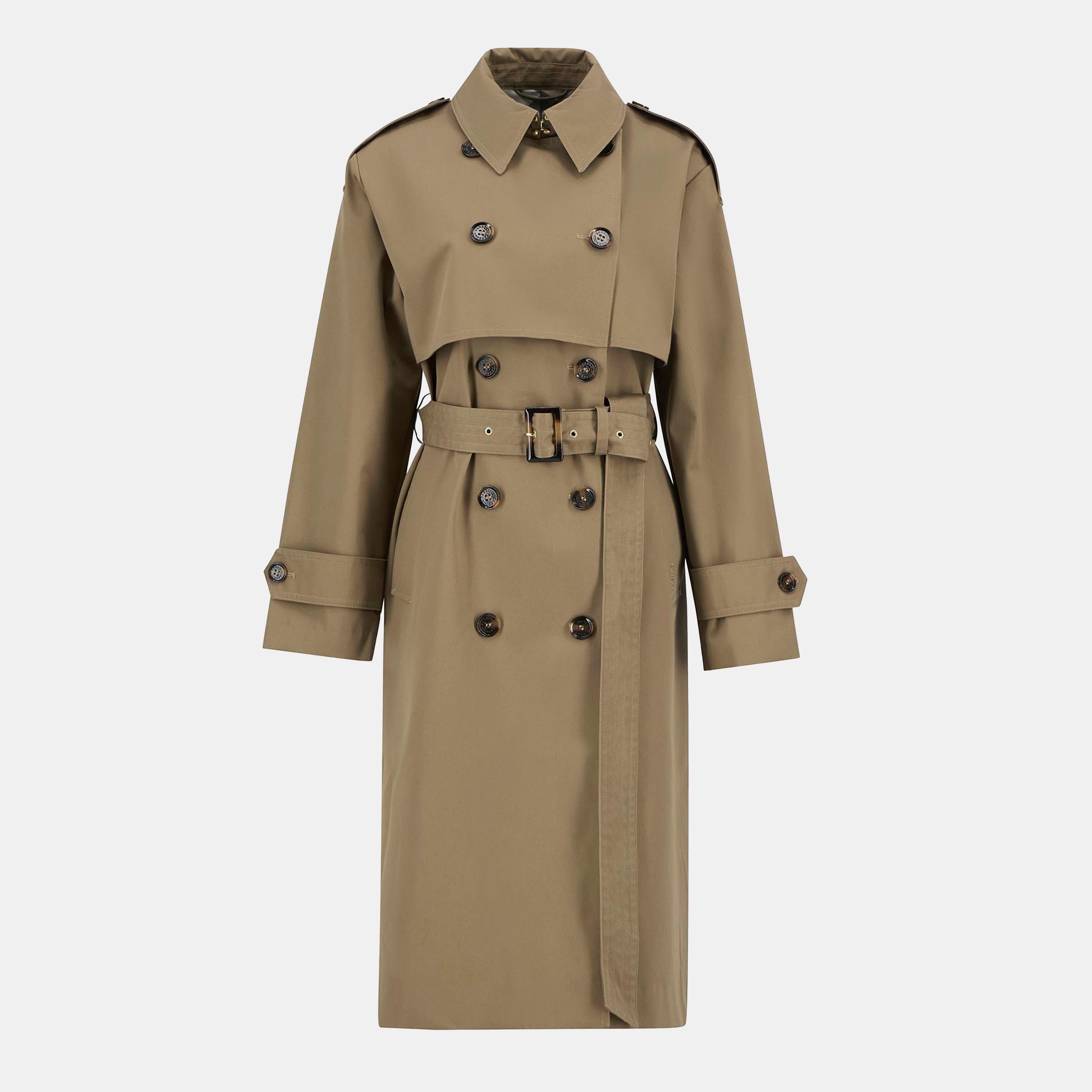 Brown/Tartan - Barbour - Women's Aoife Showerproof Double-Breasted Long Sleeve Rain Anorak - 1