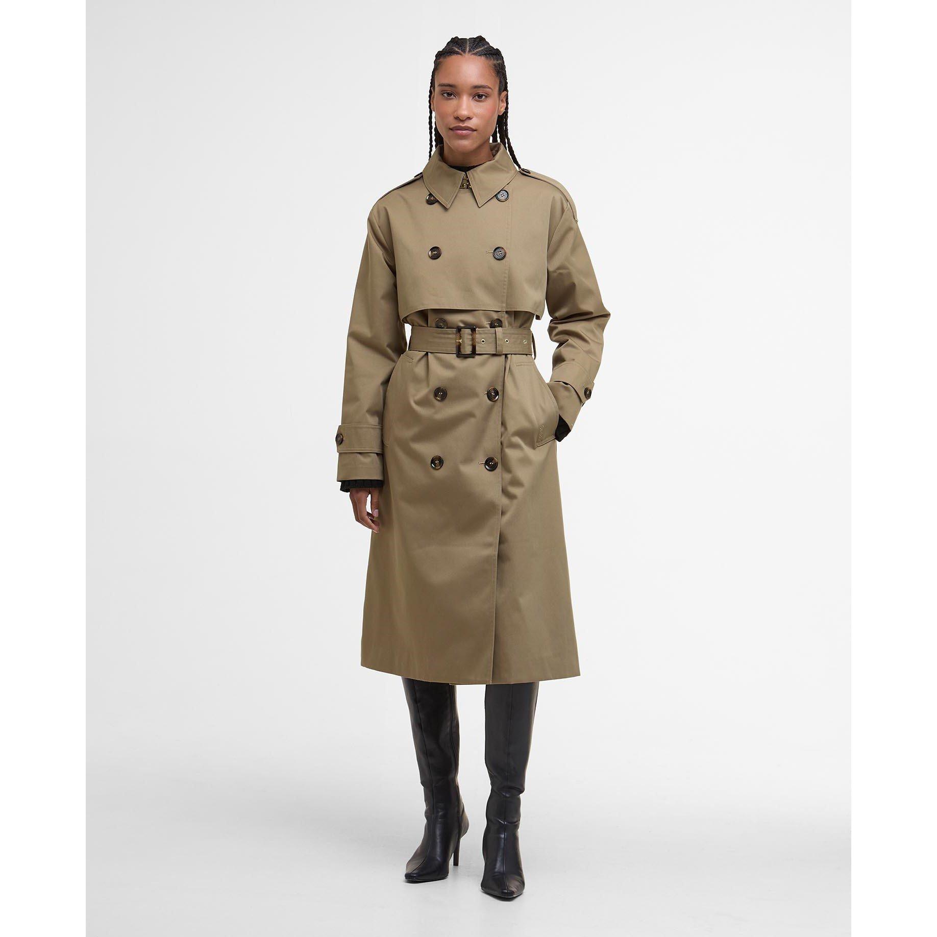 Brown/Tartan - Barbour - Women's Aoife Showerproof Double-Breasted Long Sleeve Rain Anorak - 2