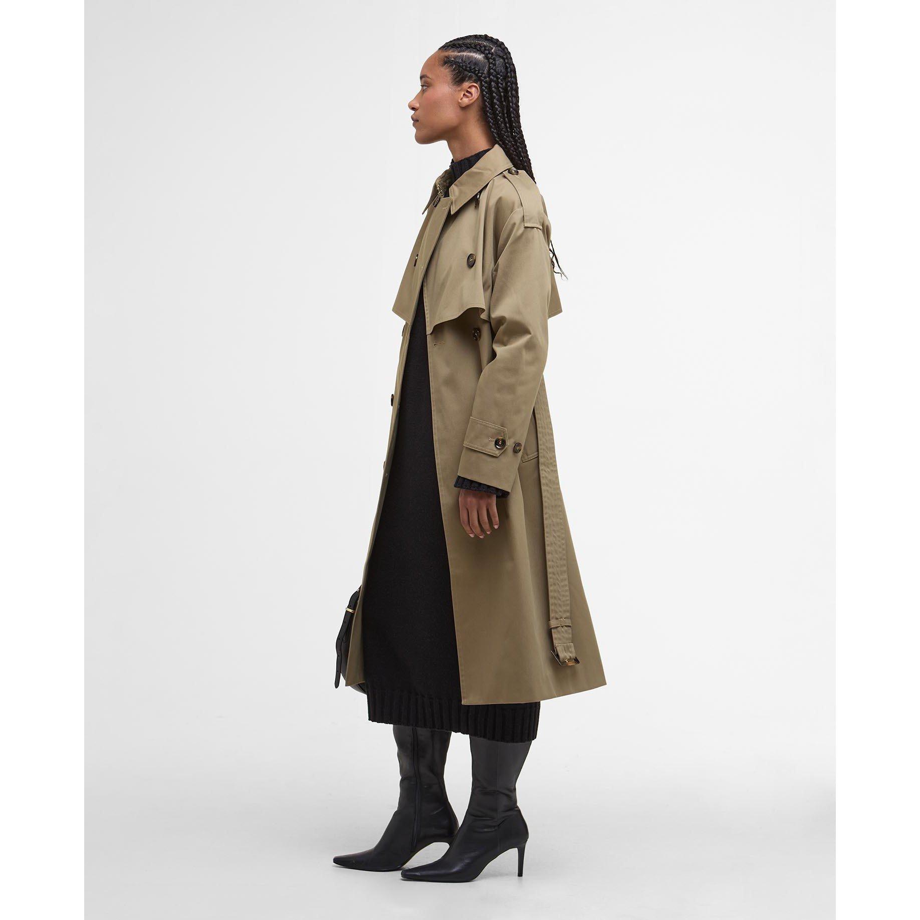 Brown/Tartan - Barbour - Women's Aoife Showerproof Double-Breasted Long Sleeve Rain Anorak - 8