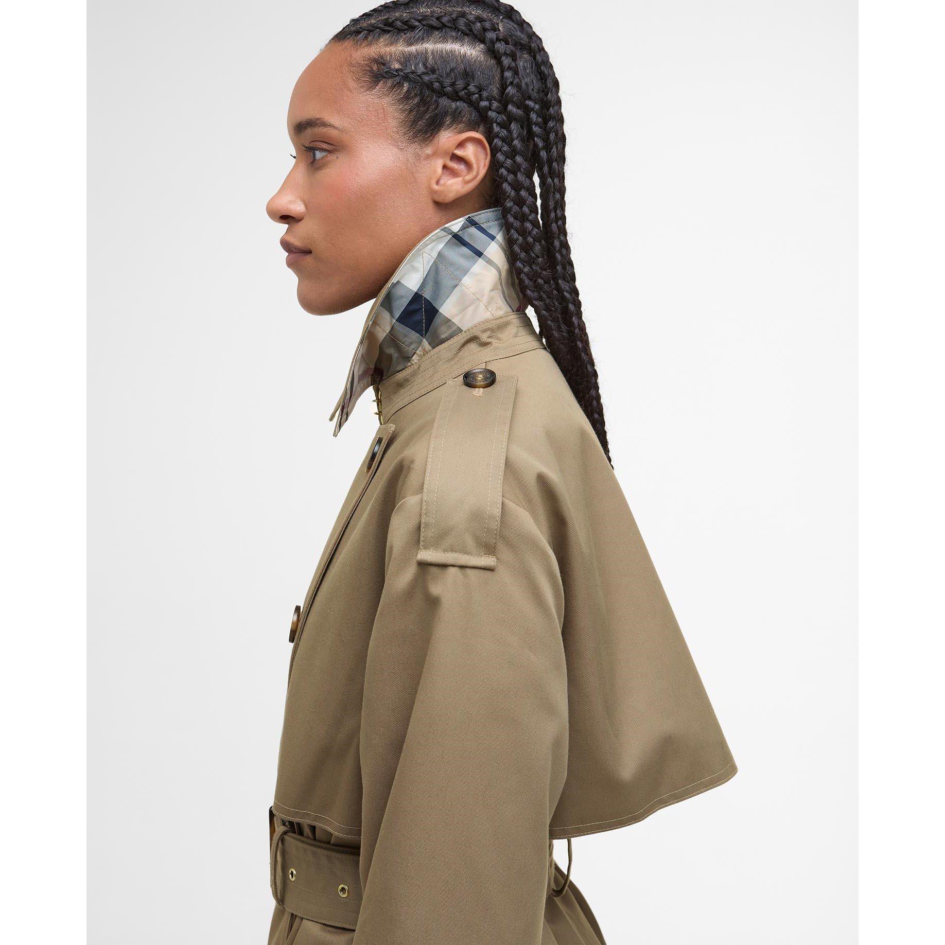 Brown/Tartan - Barbour - Women's Aoife Showerproof Double-Breasted Long Sleeve Rain Anorak - 5