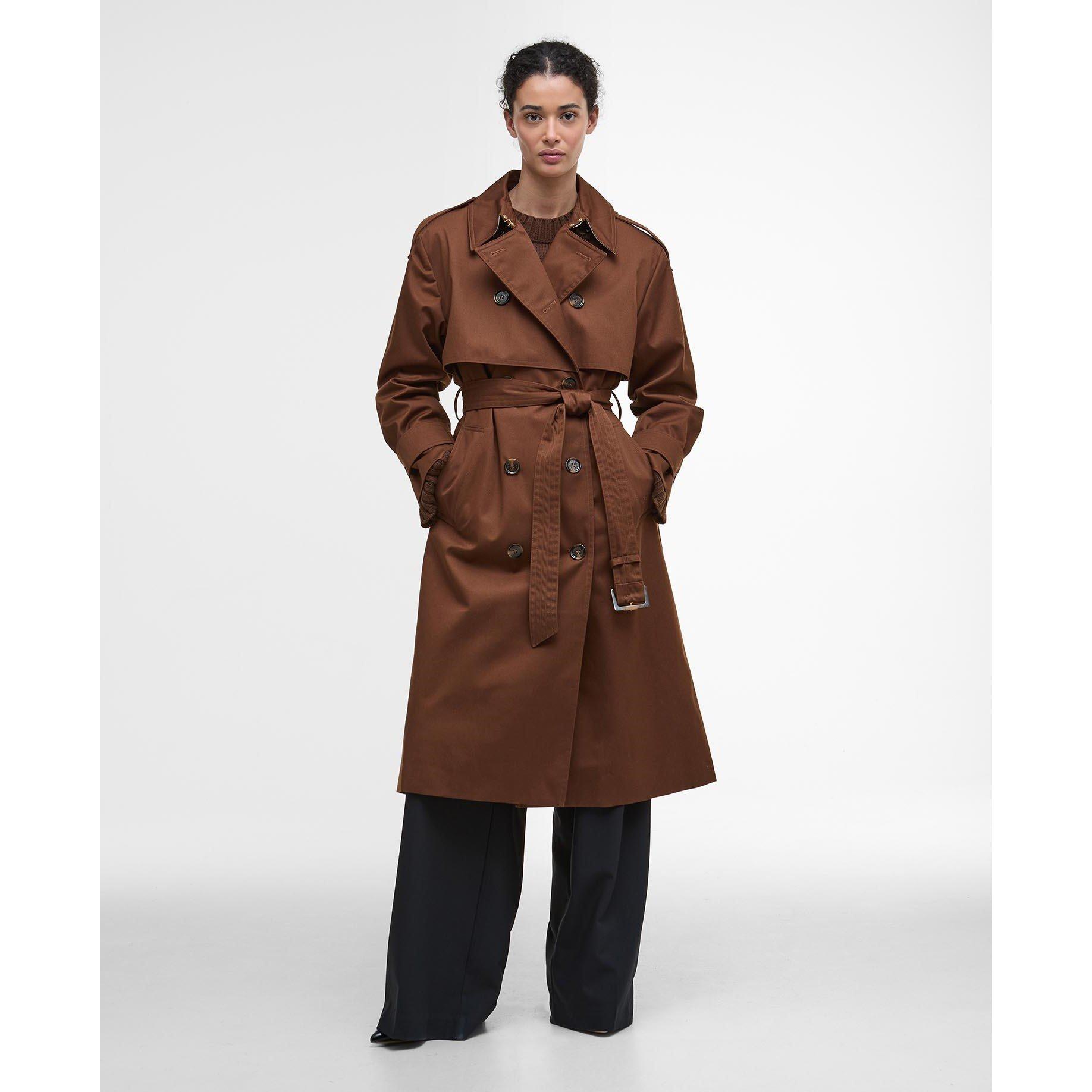 Vicuna/Tartan - Barbour - Women's Aoife Showerproof Double-Breasted Long Sleeve Rain Anorak - 2