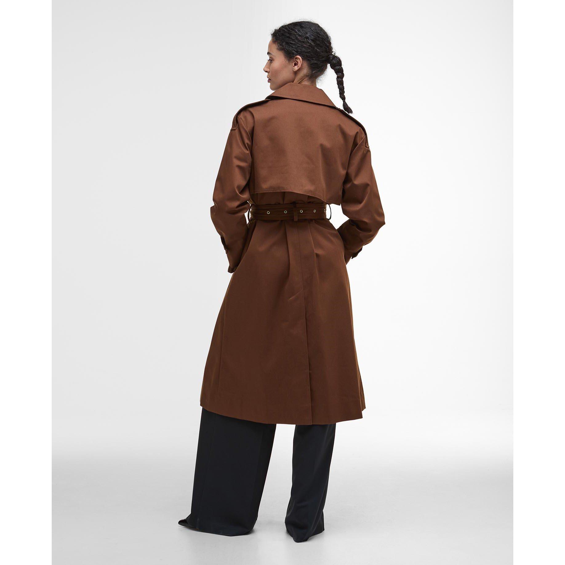 Vicuna/Tartan - Barbour - Women's Aoife Showerproof Double-Breasted Long Sleeve Rain Anorak - 3