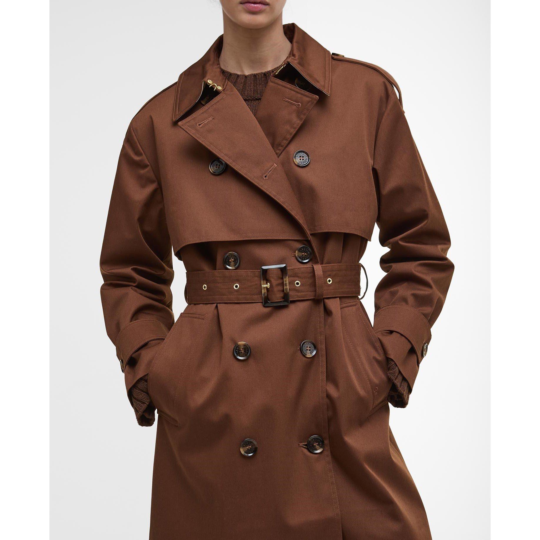 Vicuna/Tartan - Barbour - Women's Aoife Showerproof Double-Breasted Long Sleeve Rain Anorak - 6