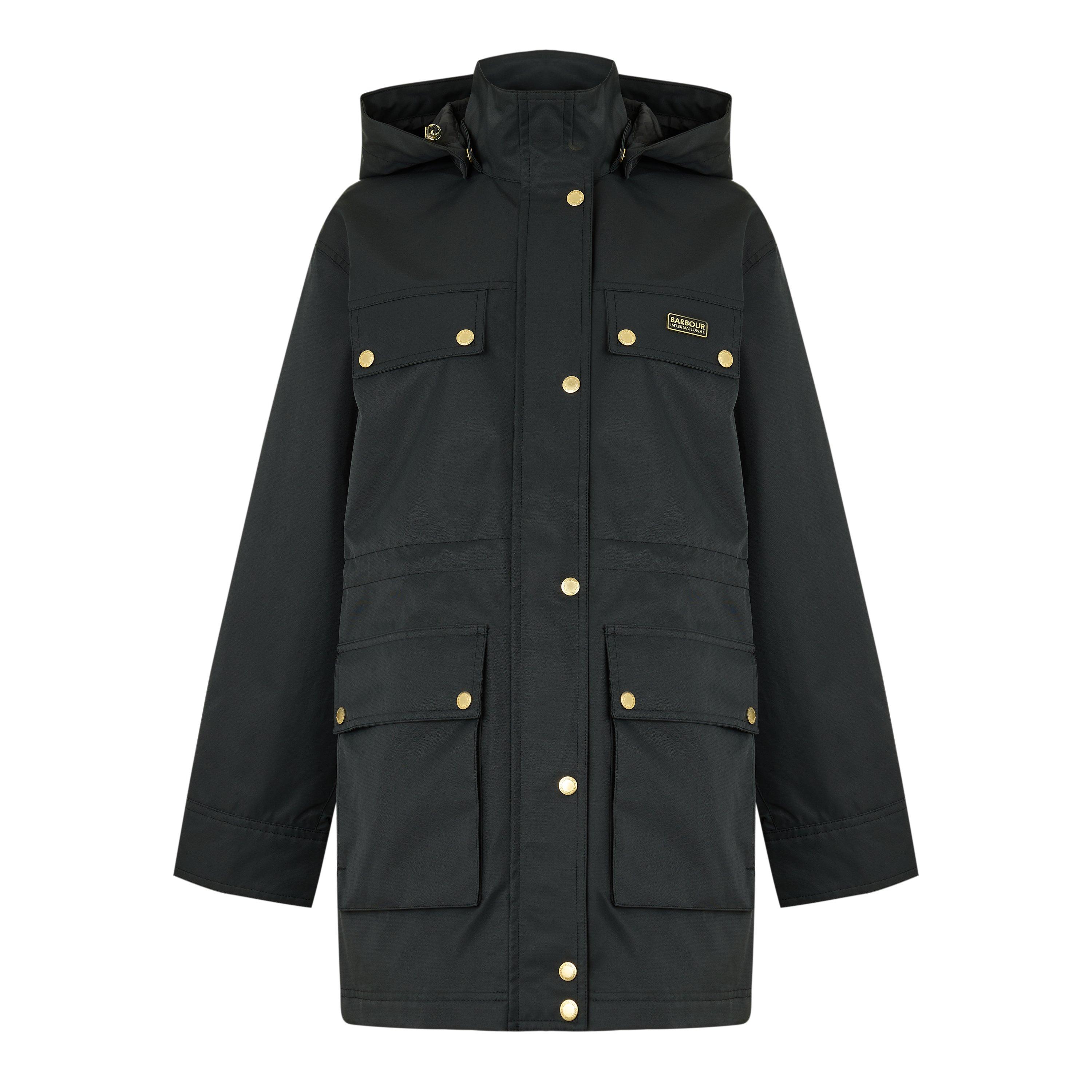 Barbour International Women's Molina Cotton Full-Zip Showerproof Anorak - Black - Size 16 (XL)