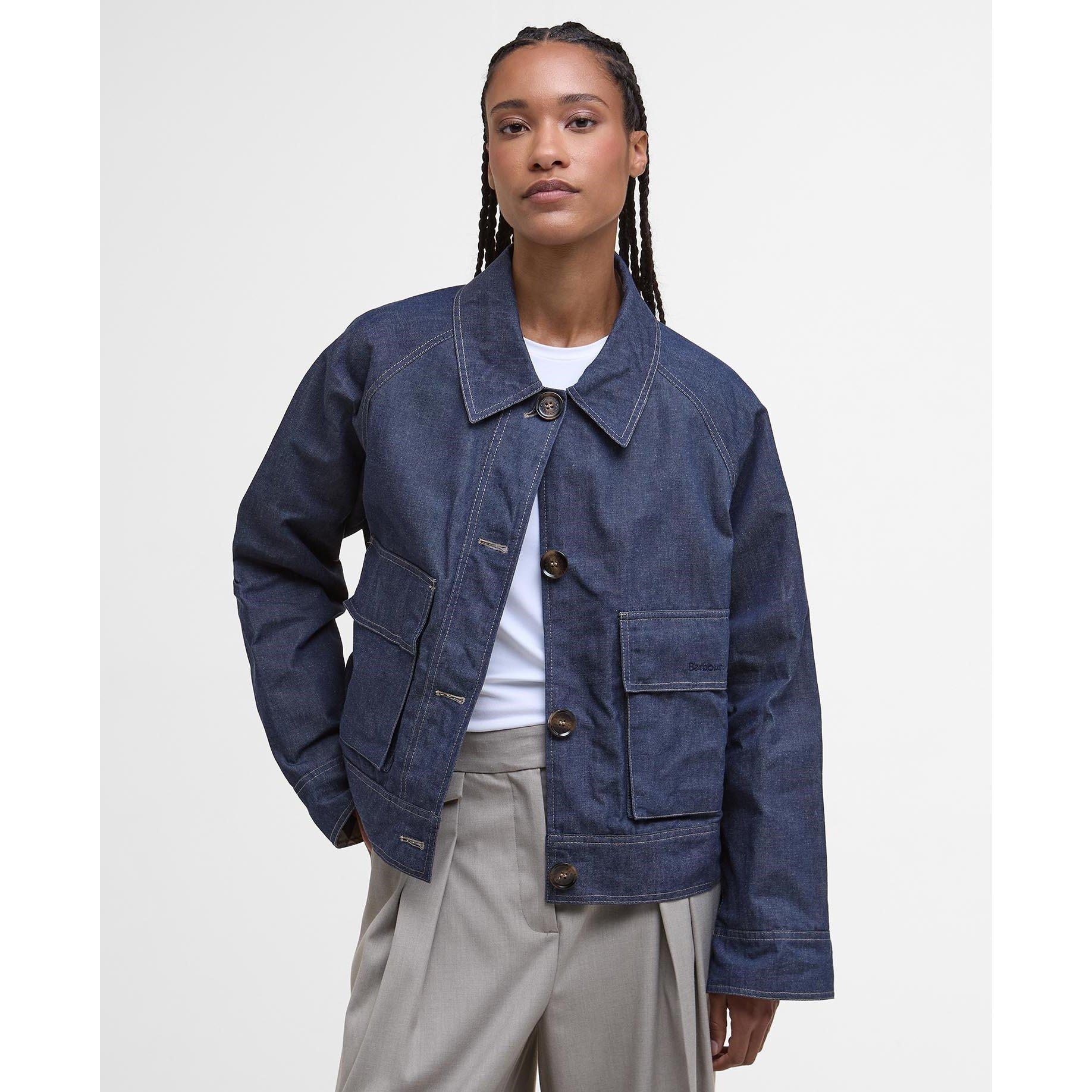 Indigo/Tartan - Barbour - Women's Demi Cotton Long Sleeve Rain Anorak - 2