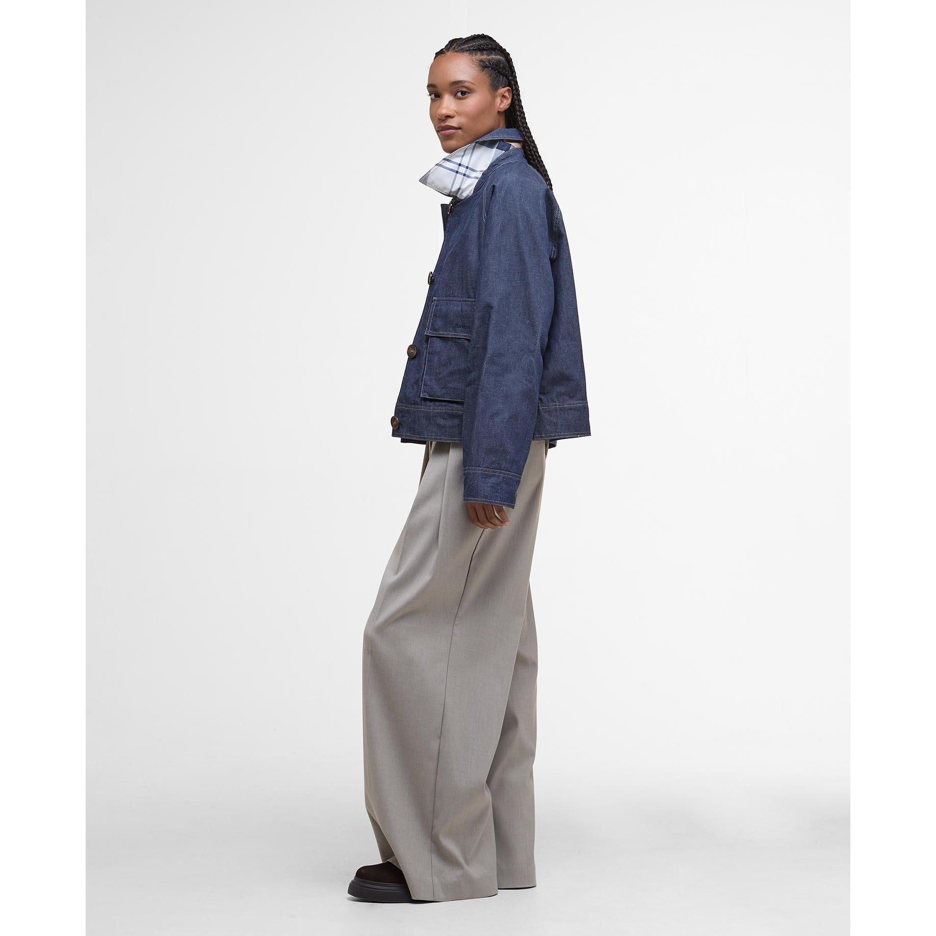 Indigo/Tartan - Barbour - Women's Demi Cotton Long Sleeve Rain Anorak - 8