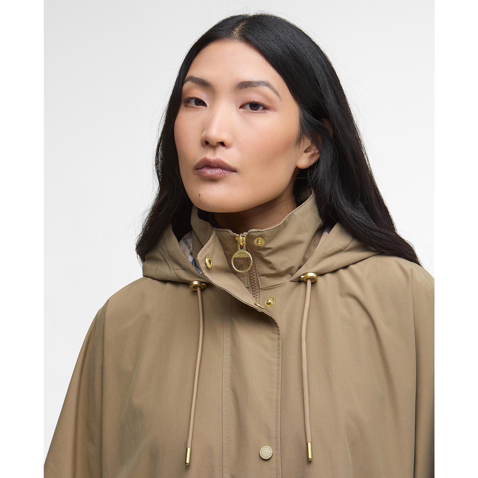 Military/Tartan - Barbour - Women's Everlee Showerproof Hooded Long Sleeve Knee Length Rain Anorak - 4