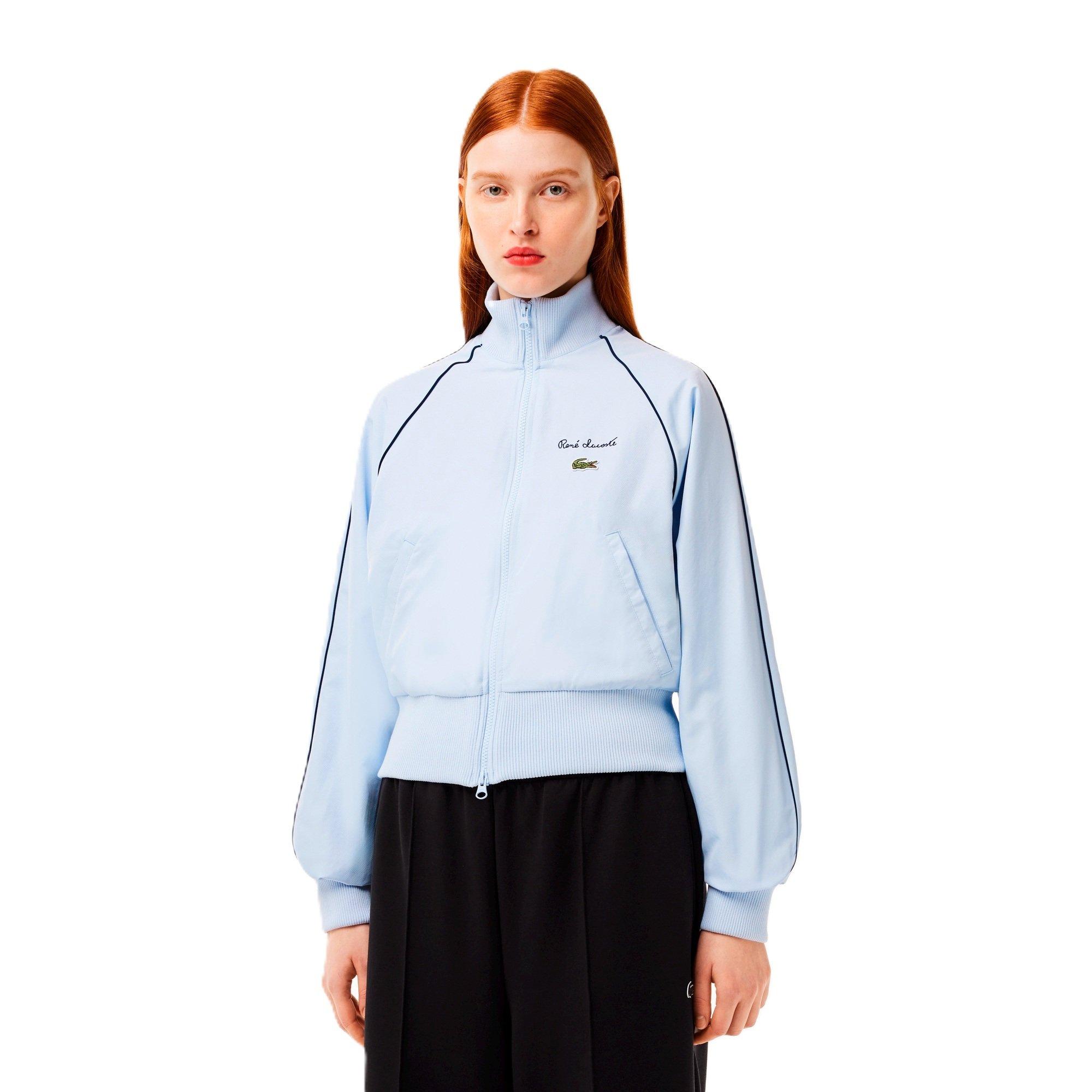 Phoenix Blue - Lacoste - Women's Cropped Diamond Taffeta Long Sleeve Rain Anorak - 1