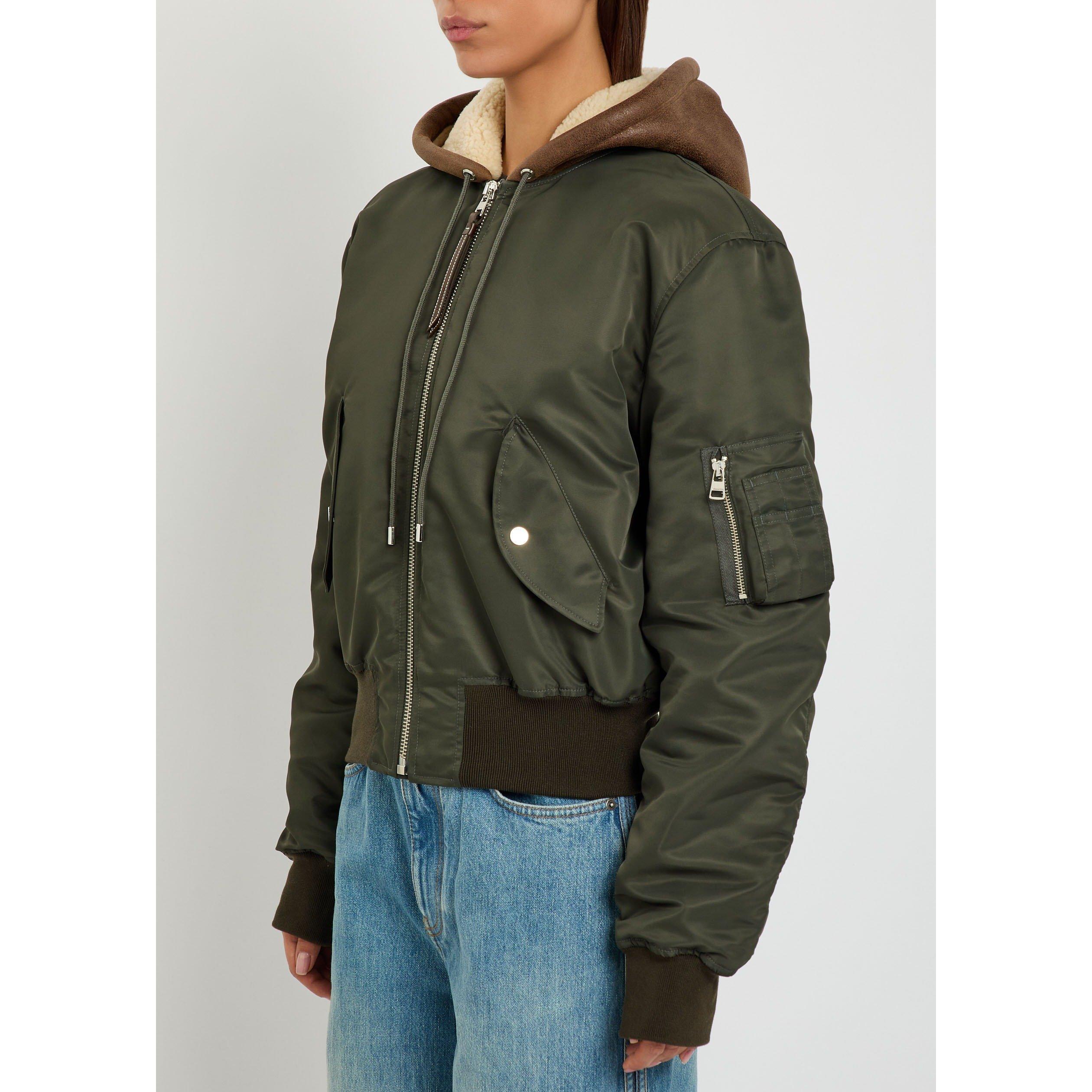 KHAKI - JW Anderson - Women's Hooded Shearling Oversized-Fit Bomber Jacket - 2