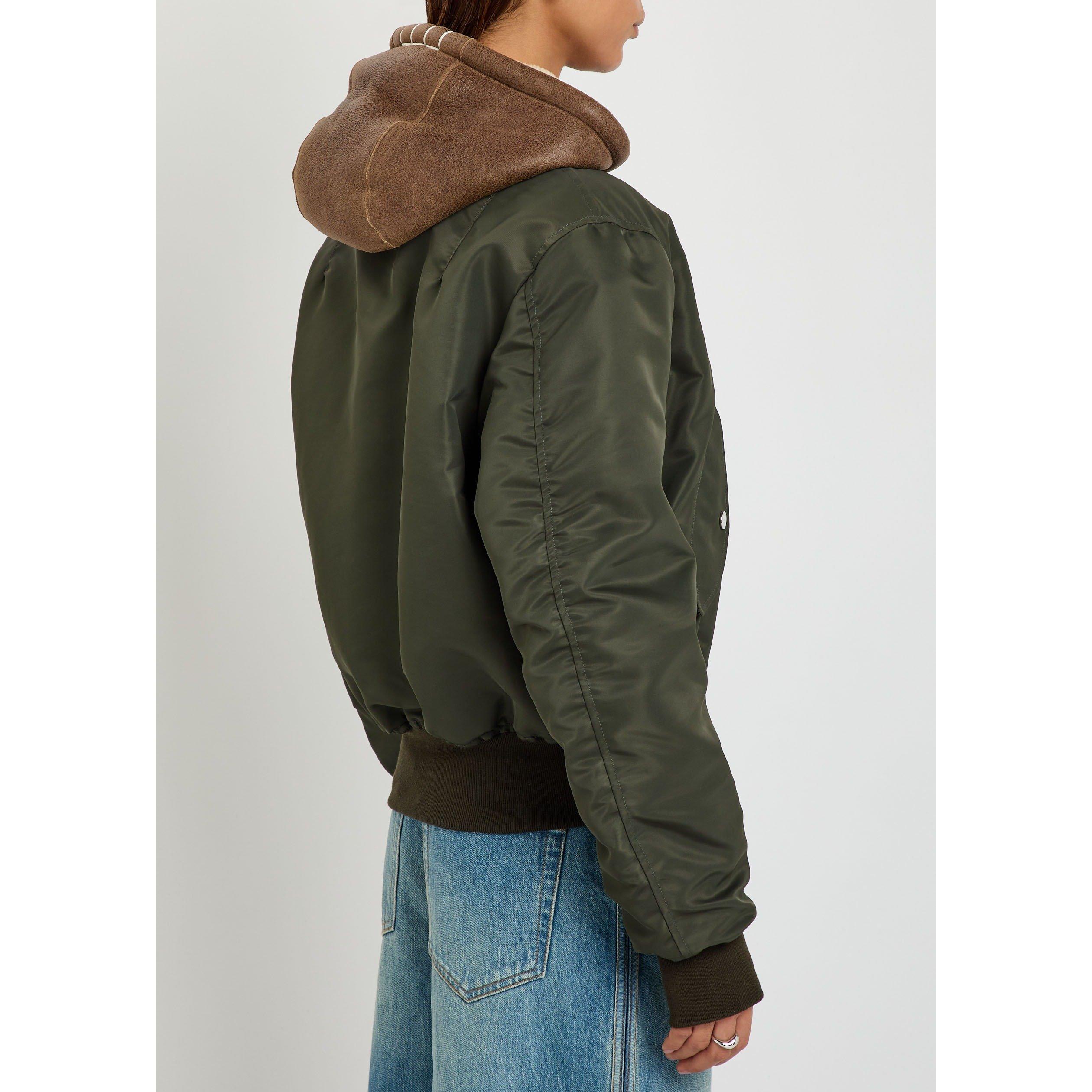 KHAKI - JW Anderson - Women's Hooded Shearling Oversized-Fit Bomber Jacket - 3
