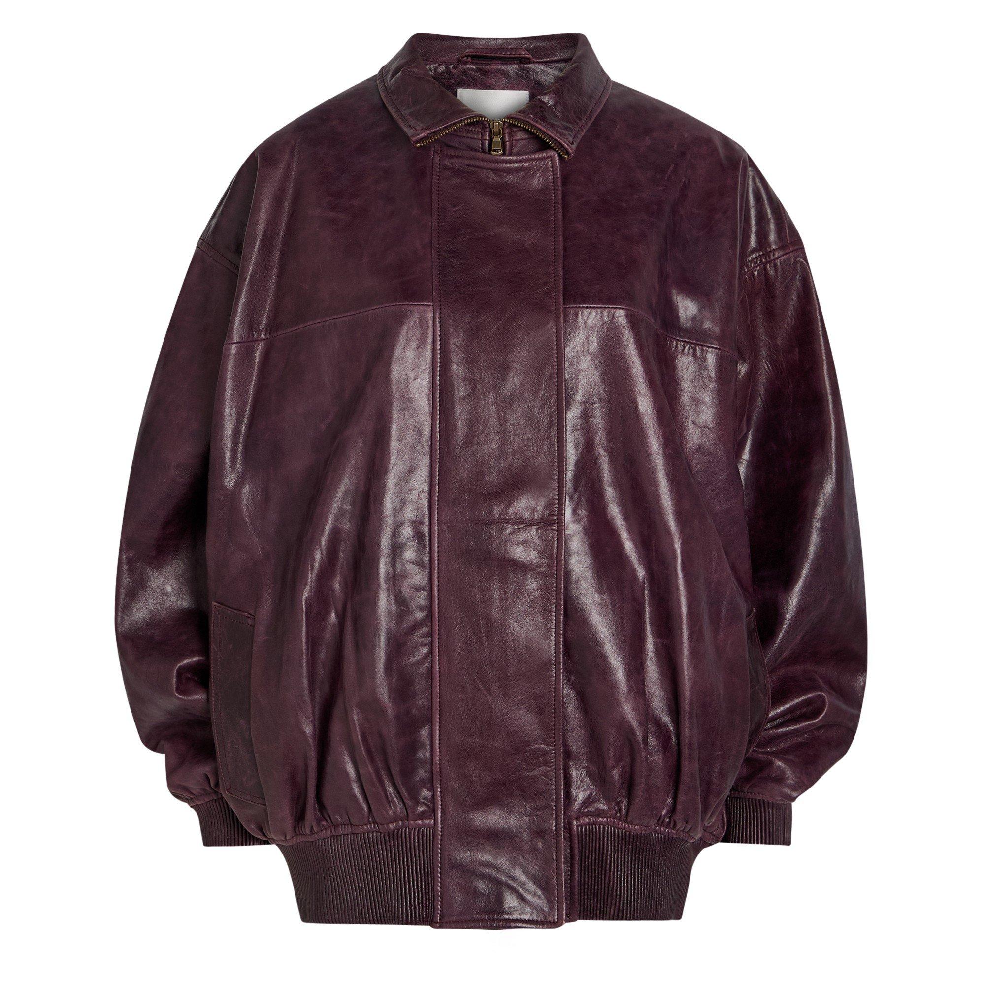 MAROON - Christopher Esber - DEVON LEATHER BOMBER JACKET