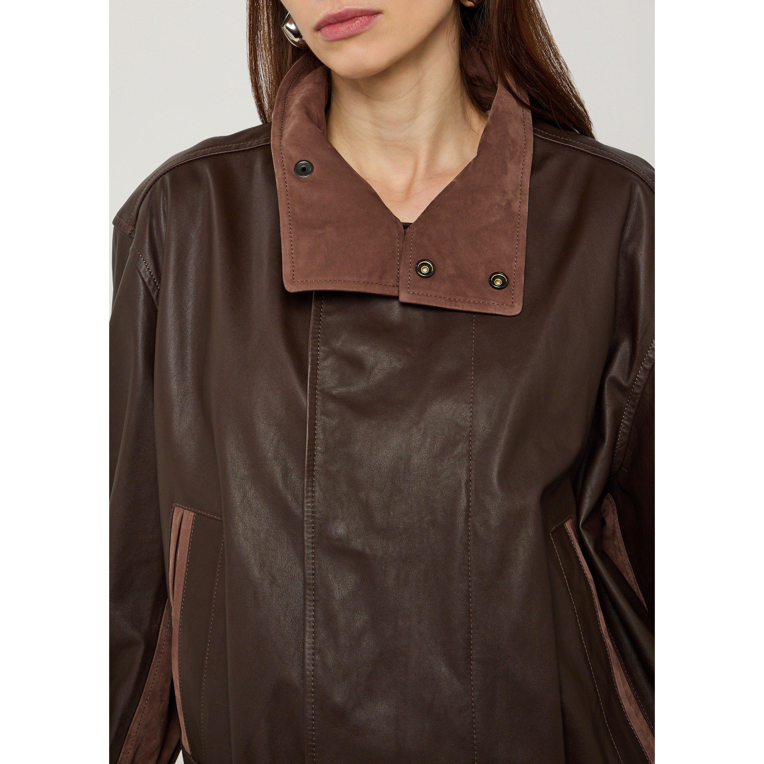 CHOCOLATE - Lemaire - Women's Soft Blouson Leather Jacket - 4