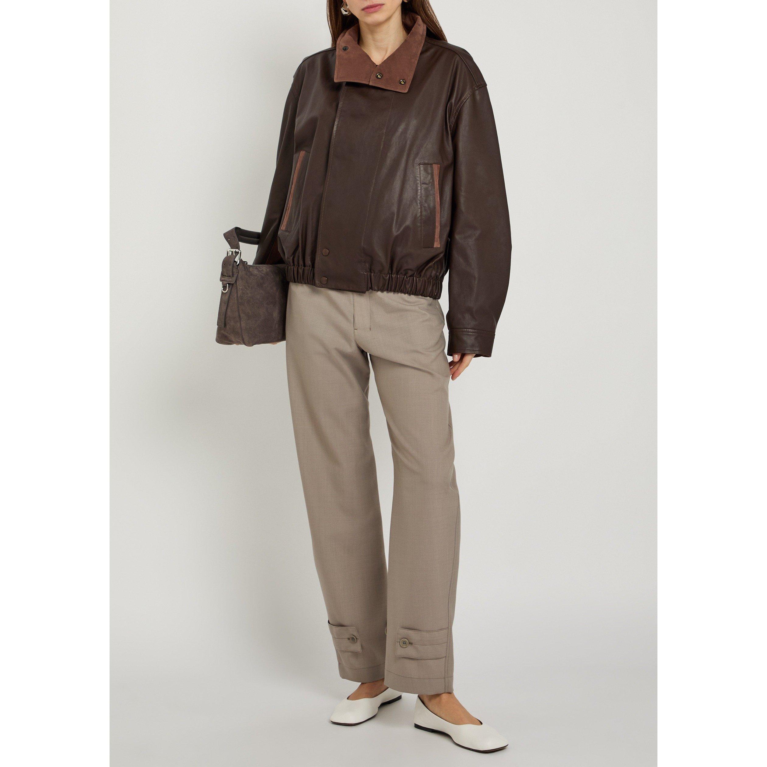 CHOCOLATE - Lemaire - Women's Soft Blouson Leather Jacket - 5