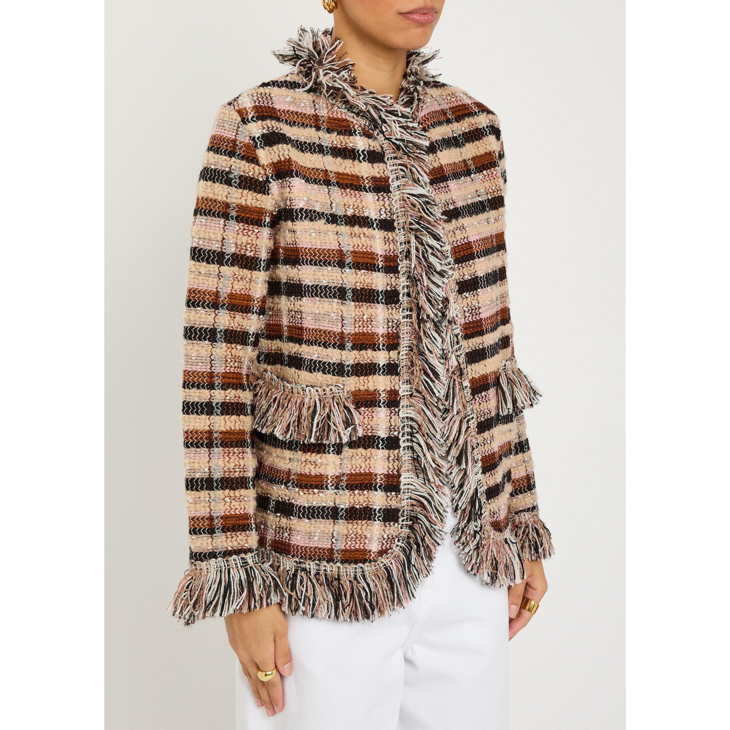MULTICOLOURED 1 - Etro - Women's Fringed Wool Softshell Jacket - 2