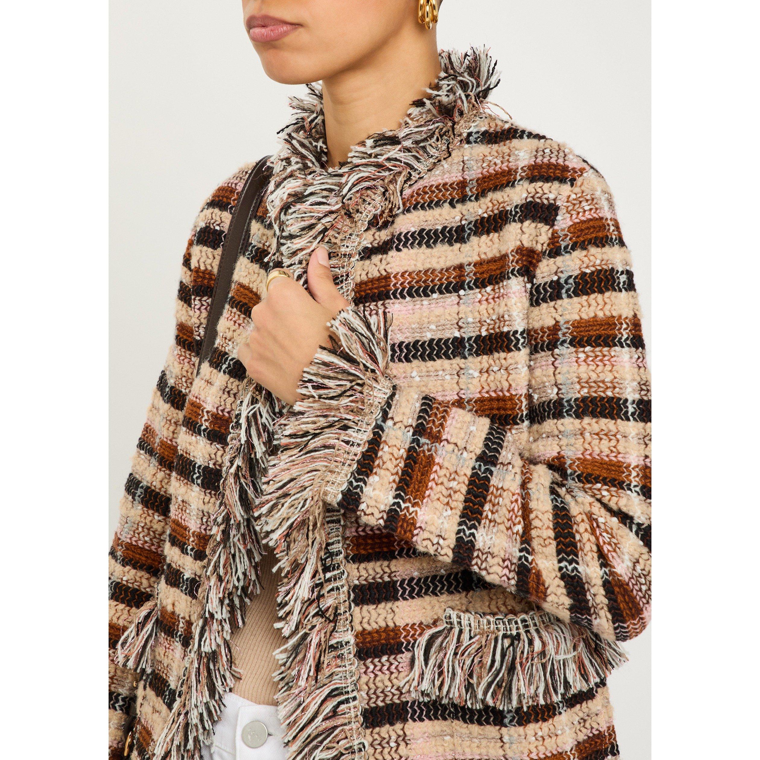 MULTICOLOURED 1 - Etro - Women's Fringed Wool Softshell Jacket - 4