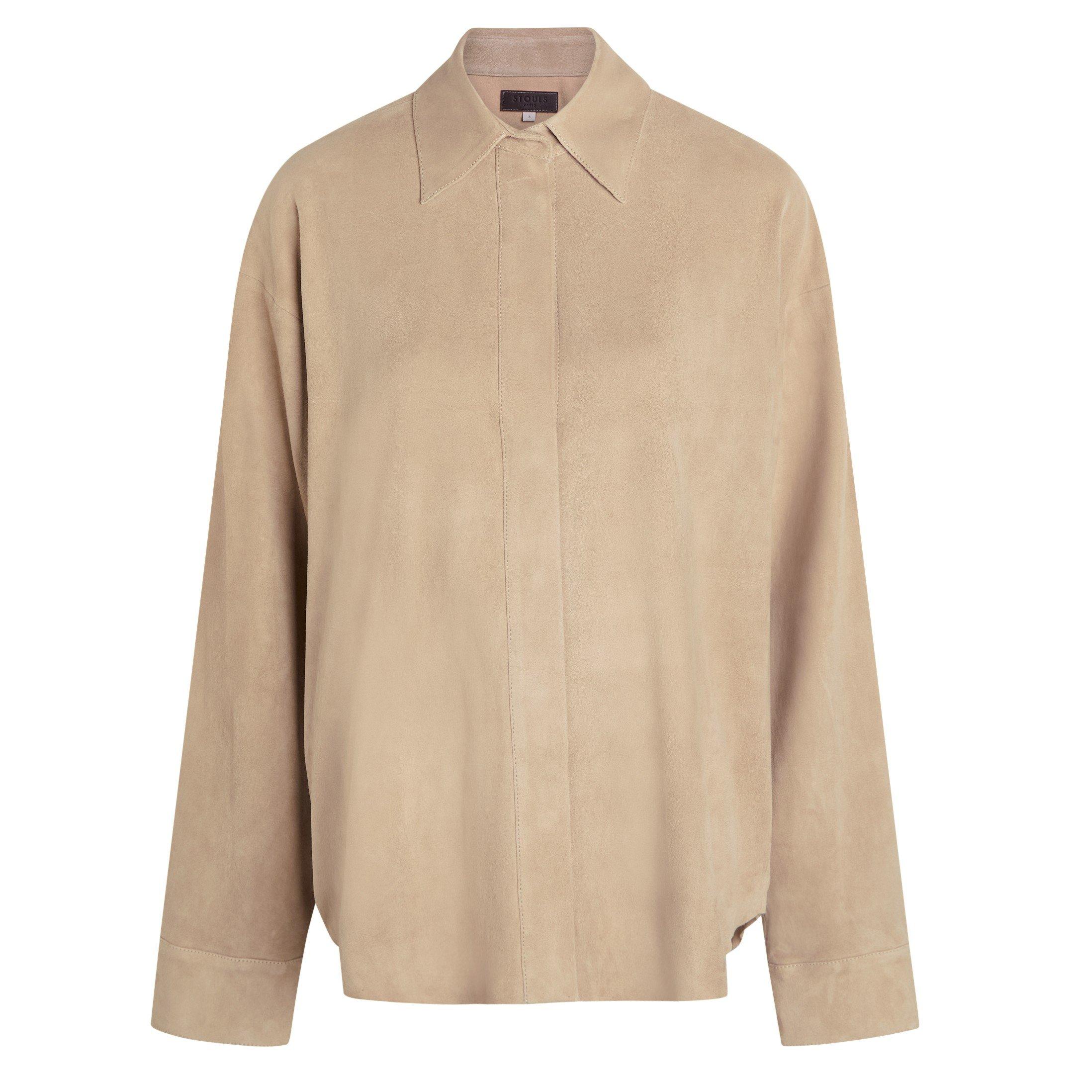 BEIGE - Stouls - S SIMONE OVERSIZED SUEDE SHIRT