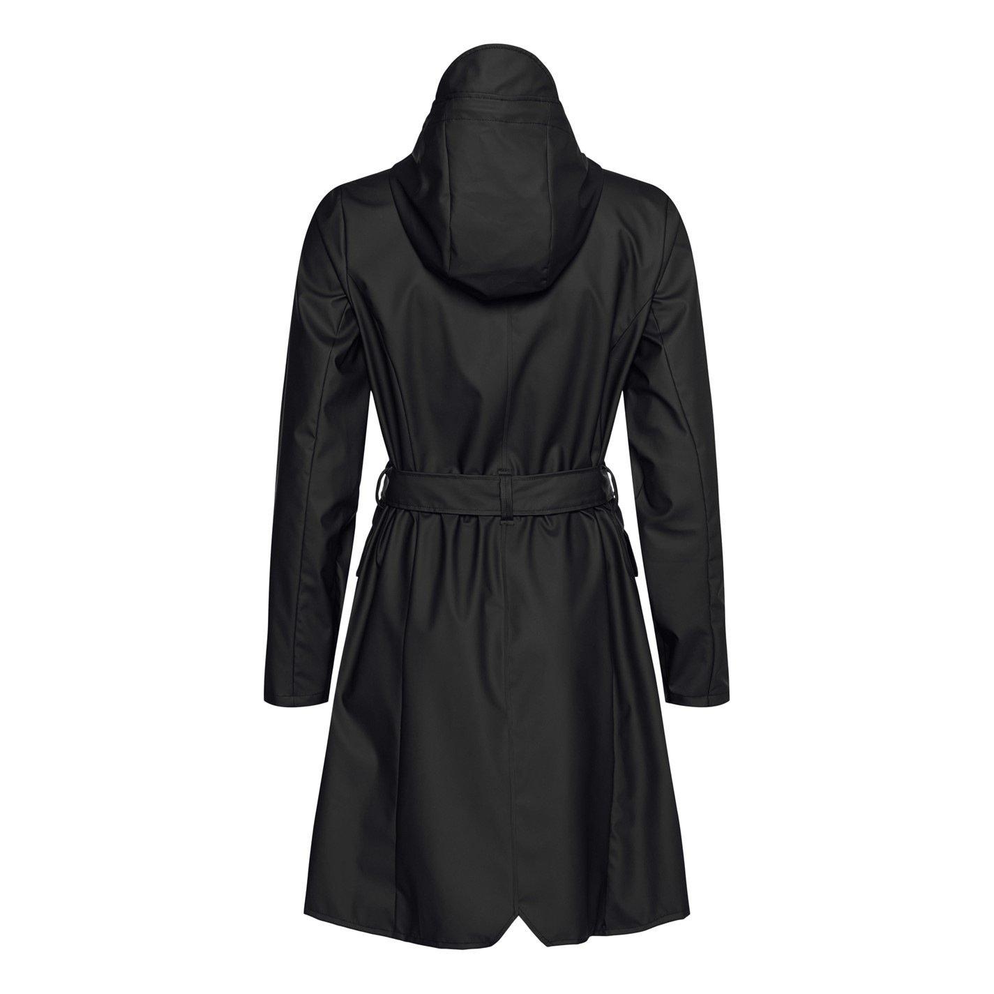 Black 01 - Rains - Belted Waterproof Long Sleeve Rain Anorak - 2