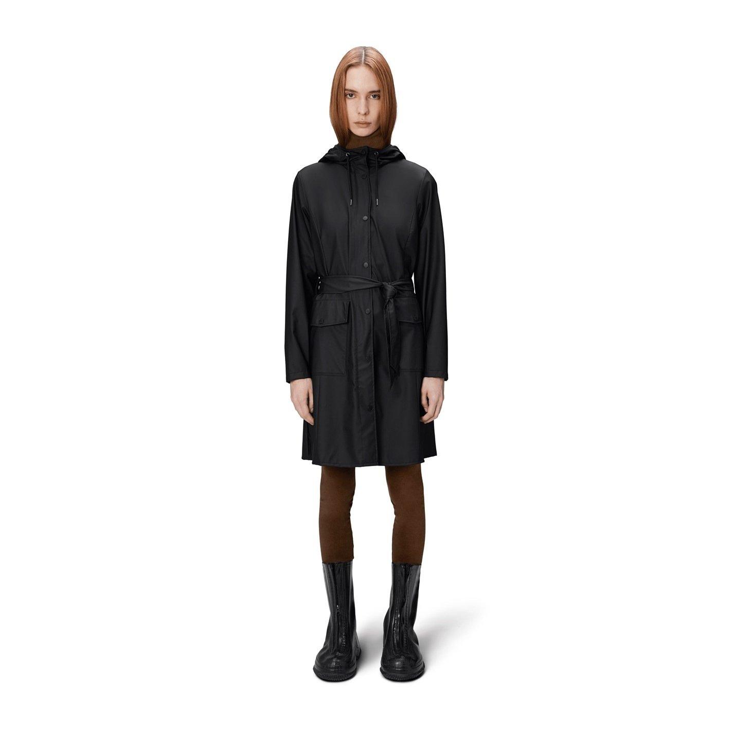 Black 01 - Rains - Belted Waterproof Long Sleeve Rain Anorak - 3