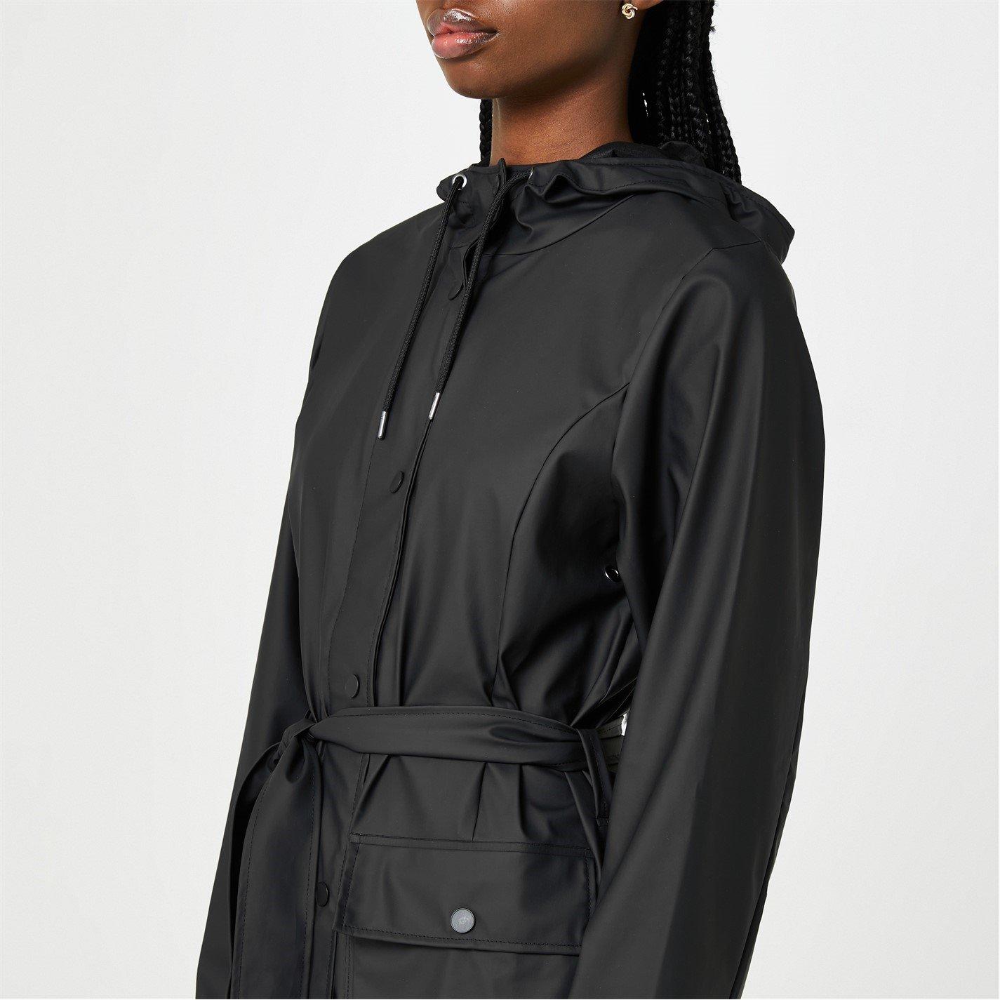 Black 01 - Rains - Belted Waterproof Long Sleeve Rain Anorak - 4