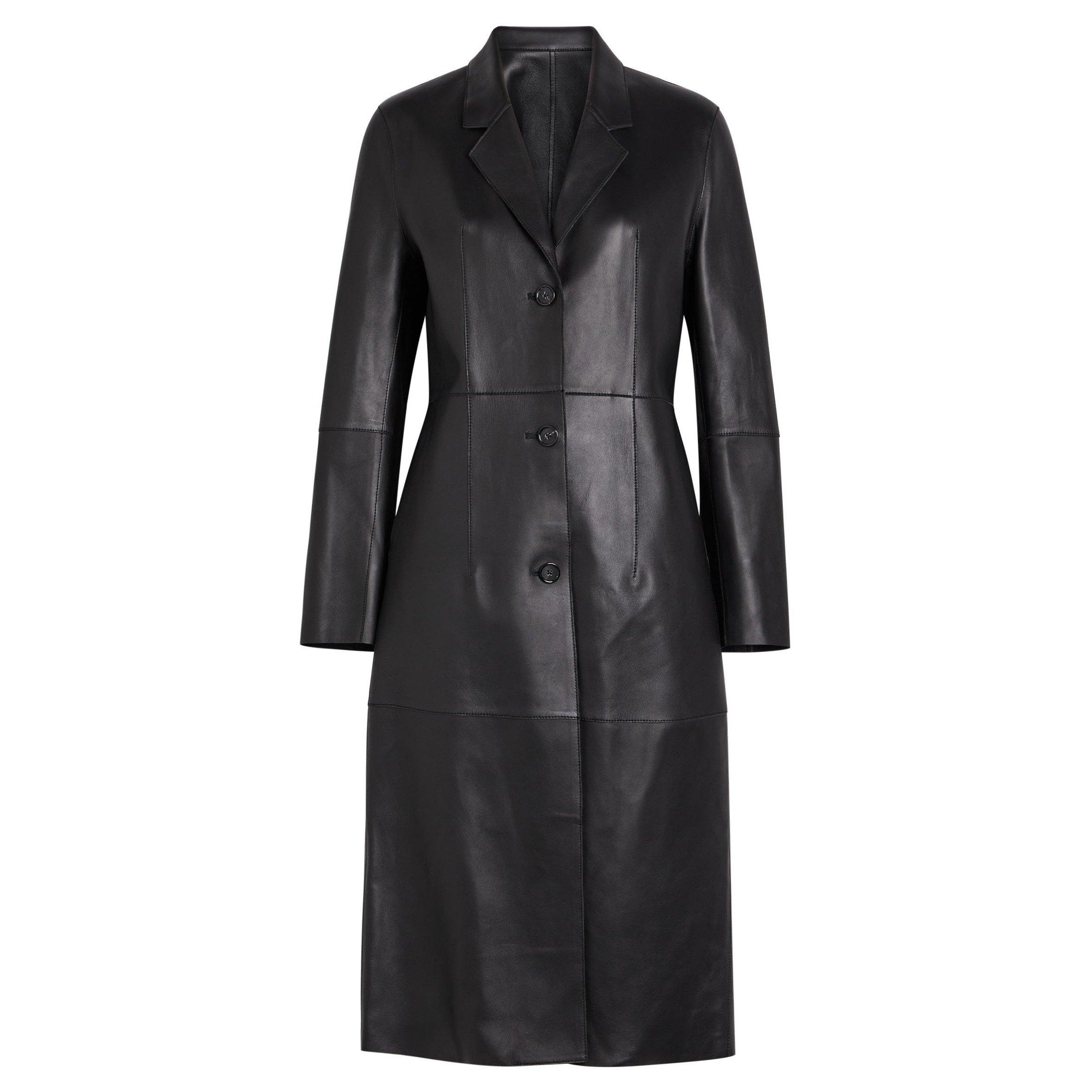 BLACK - Toteme - Women's Leather Slim-Fit Overcoat - 1