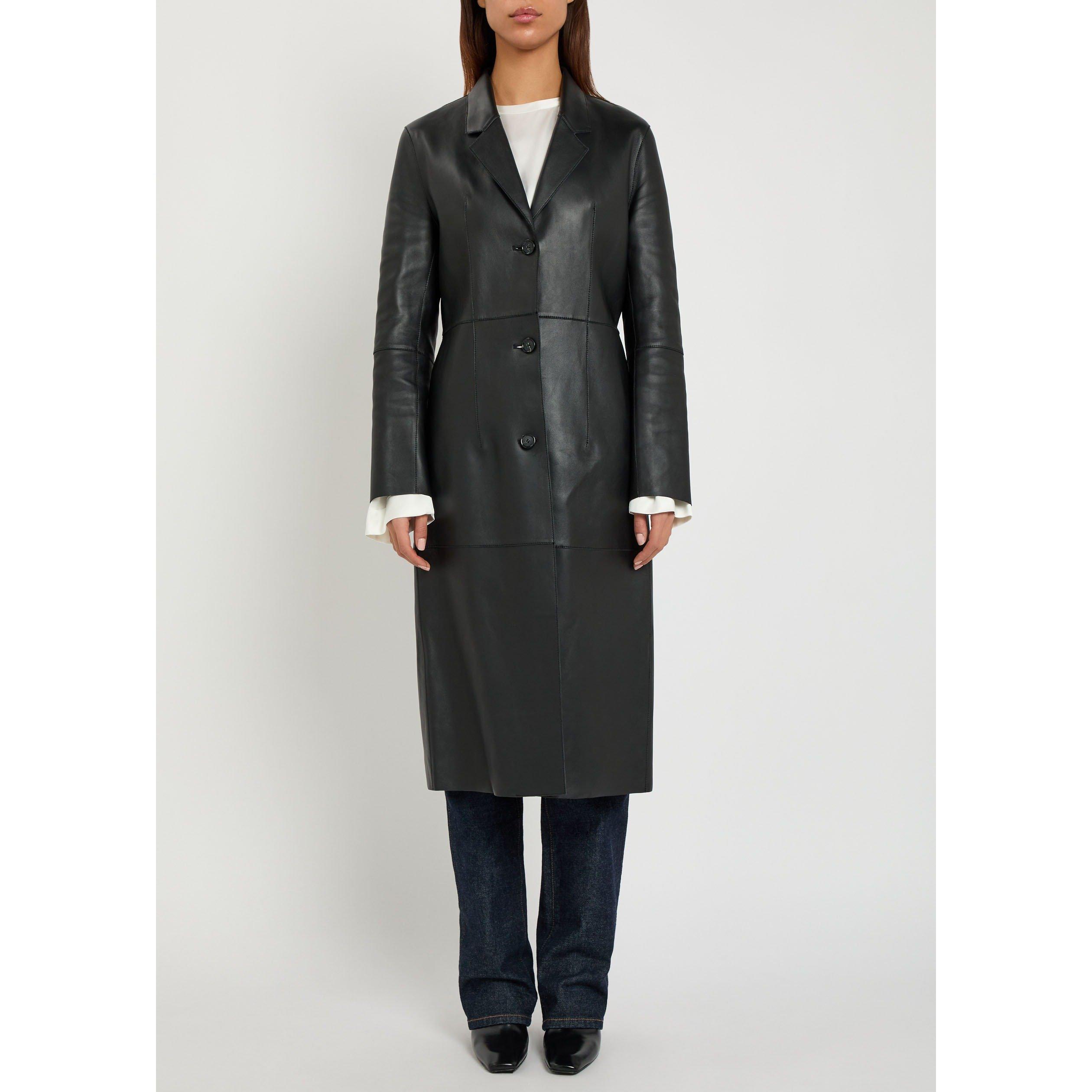BLACK - Toteme - Women's Leather Slim-Fit Overcoat - 2