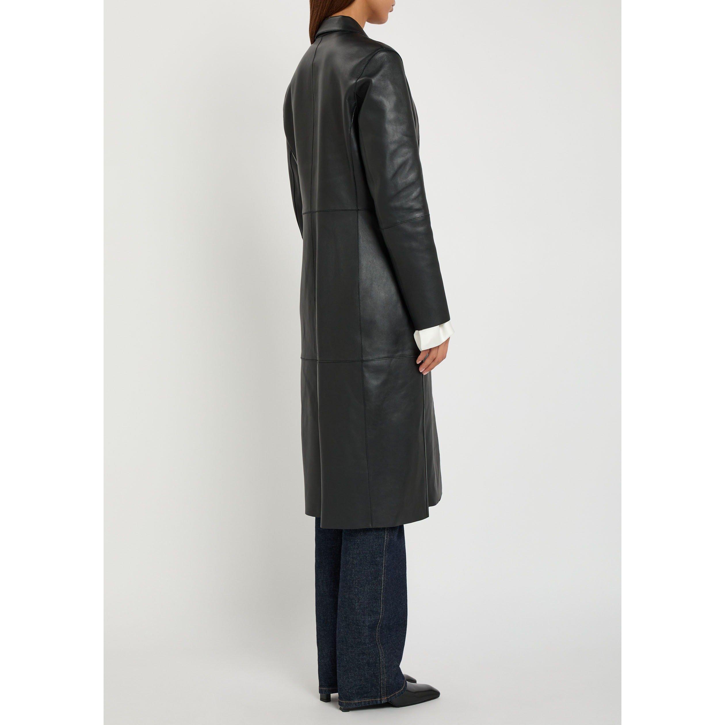 BLACK - Toteme - Women's Leather Slim-Fit Overcoat - 3