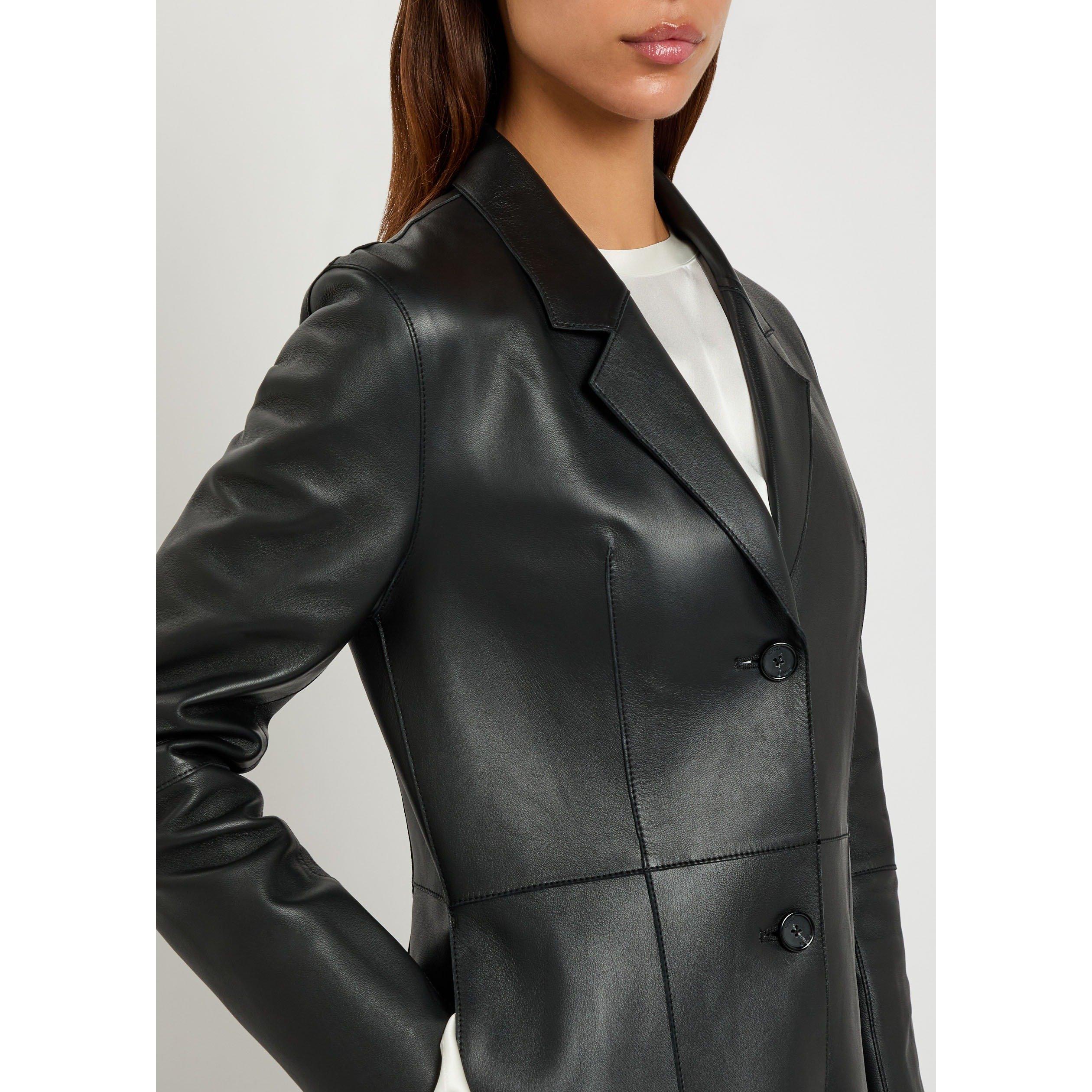 BLACK - Toteme - Women's Leather Slim-Fit Overcoat - 4