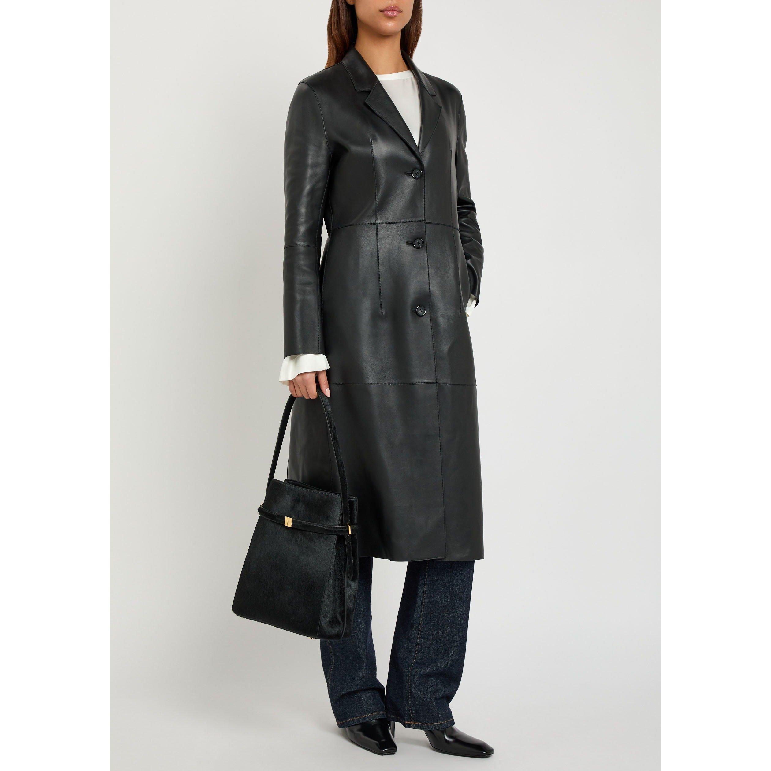 BLACK - Toteme - Women's Leather Slim-Fit Overcoat - 5