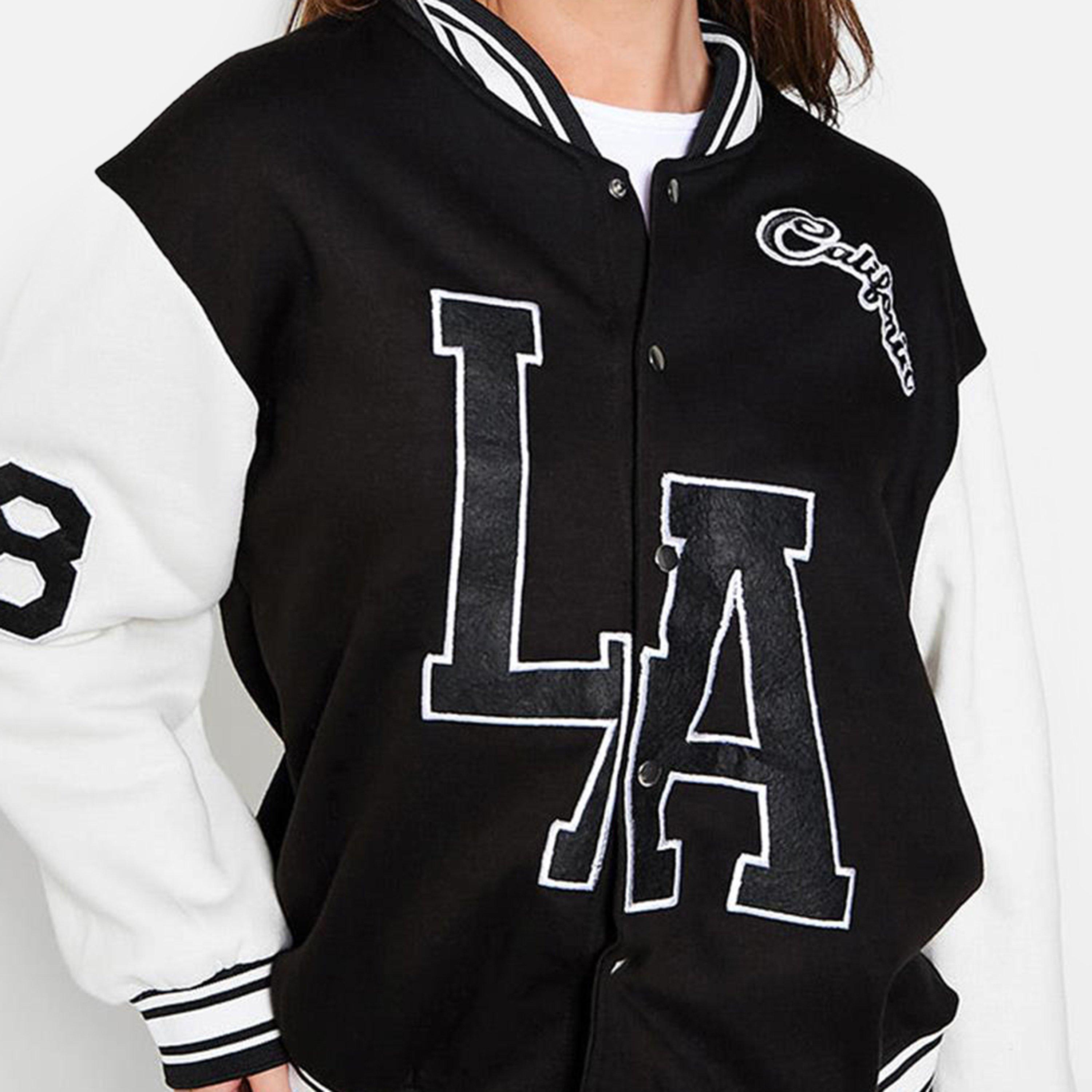 Preto - I Saw It First - Women's LA Oversized Long Sleeve Varsity Jacket - 5