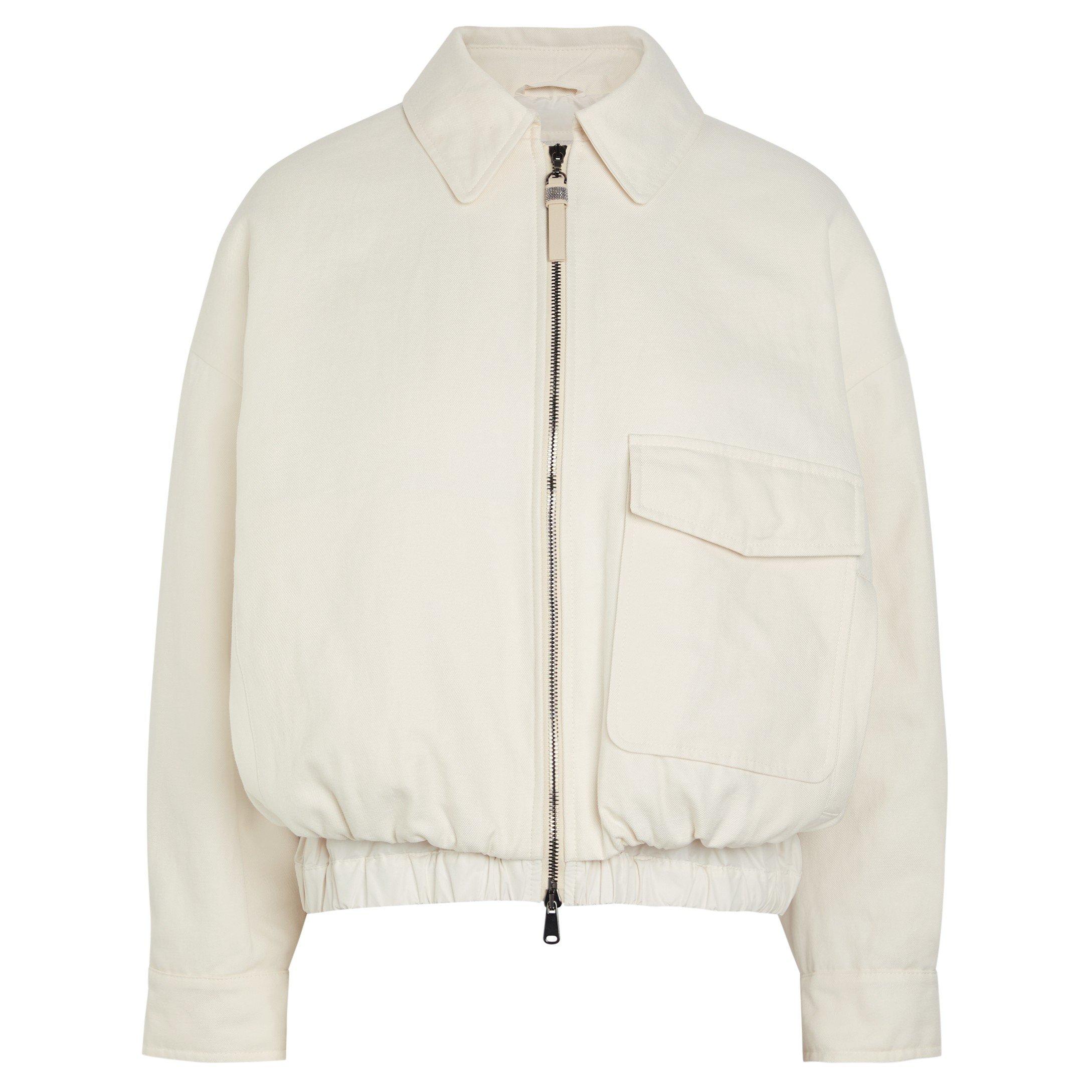 CREAM - Brunello Cucinelli - Women's Travelwear Cotton Oversized-Fit Bomber Jacket - 1