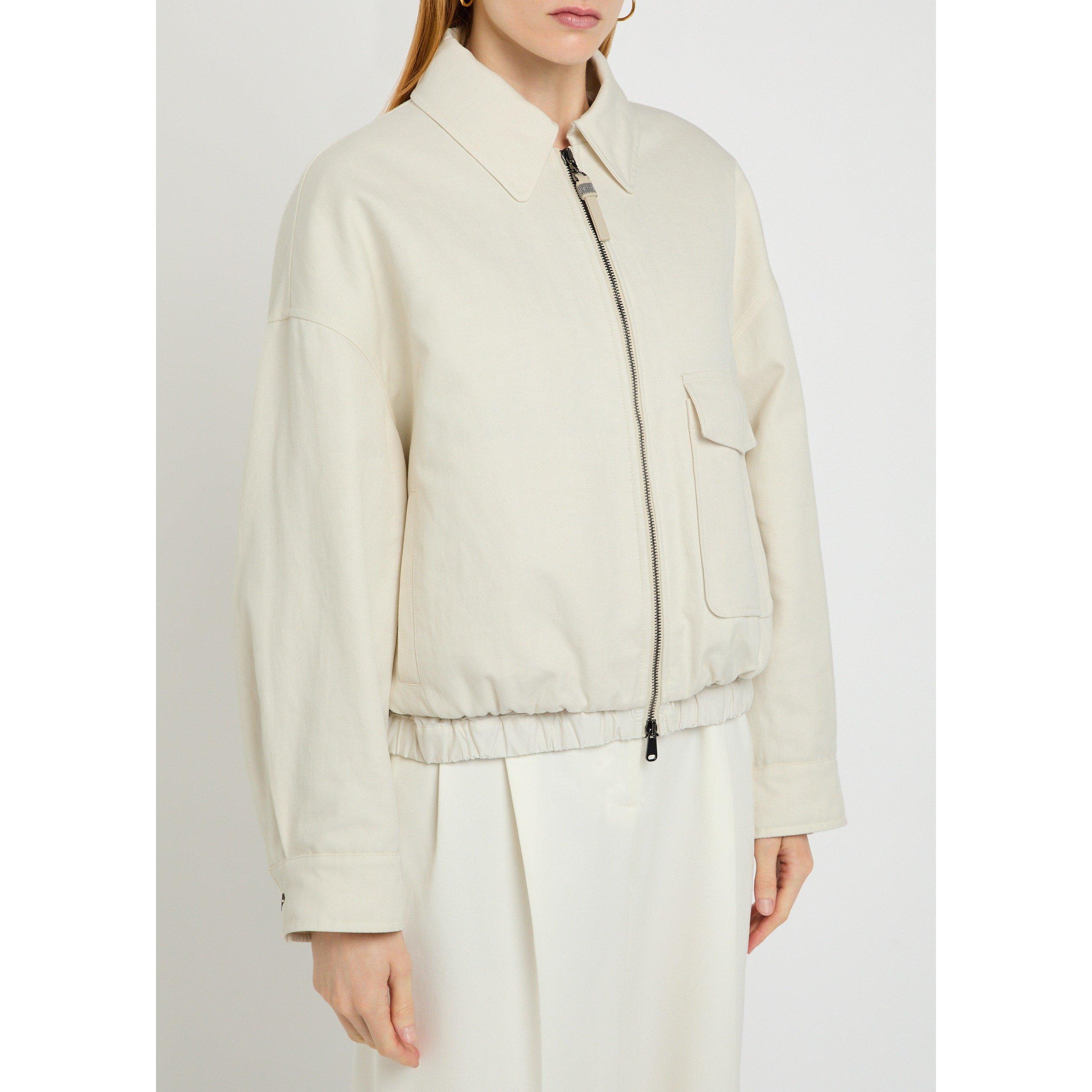 CREAM - Brunello Cucinelli - Women's Travelwear Cotton Oversized-Fit Bomber Jacket - 2
