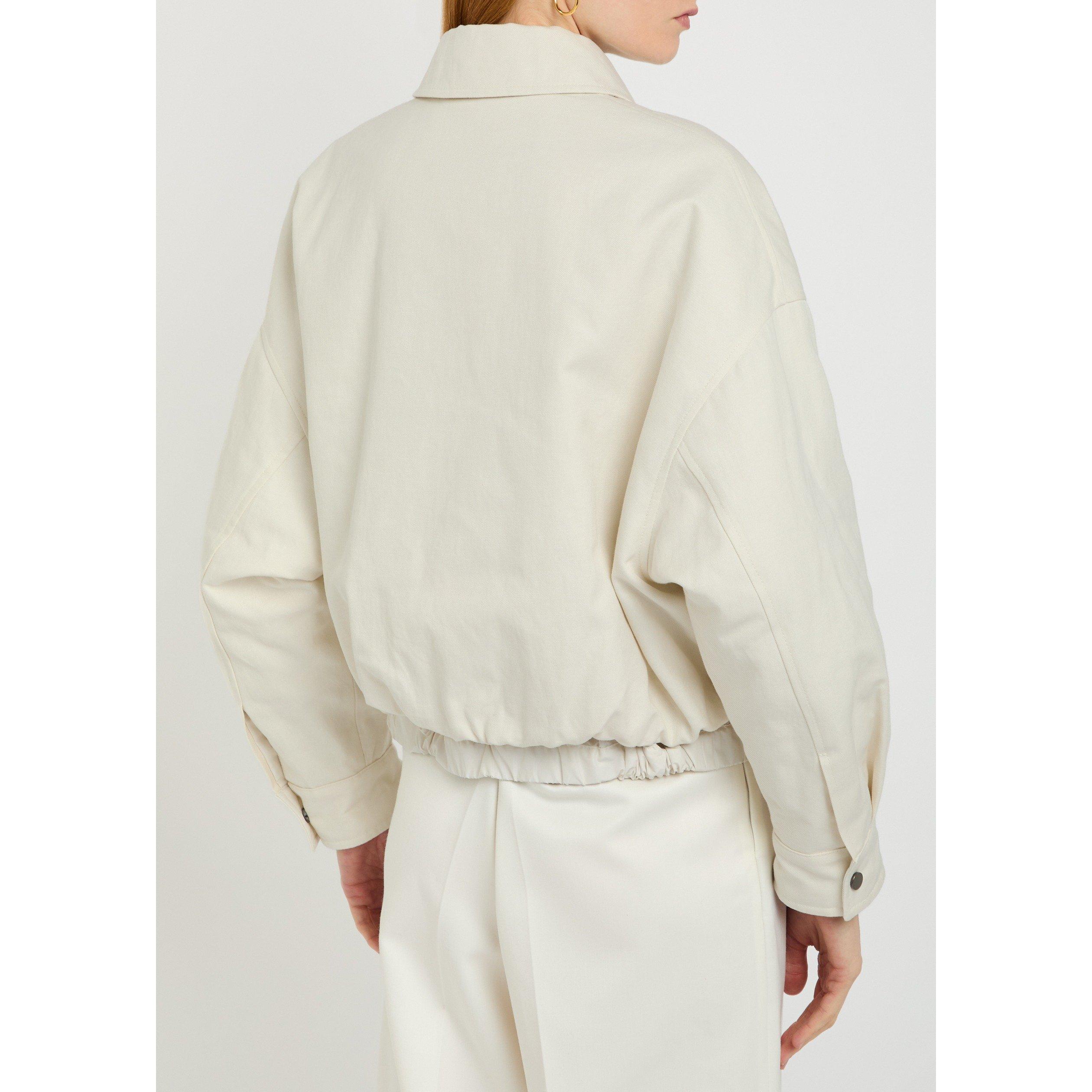 CREAM - Brunello Cucinelli - Women's Travelwear Cotton Oversized-Fit Bomber Jacket - 3